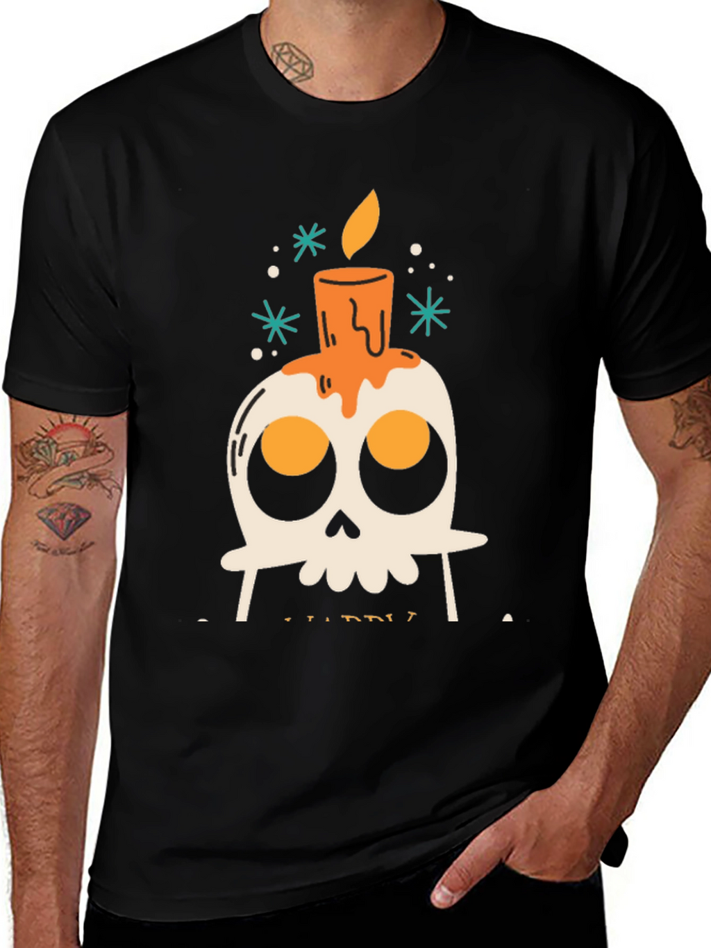 Skull Candle Graphic T-Shirt - Mens Black Tee