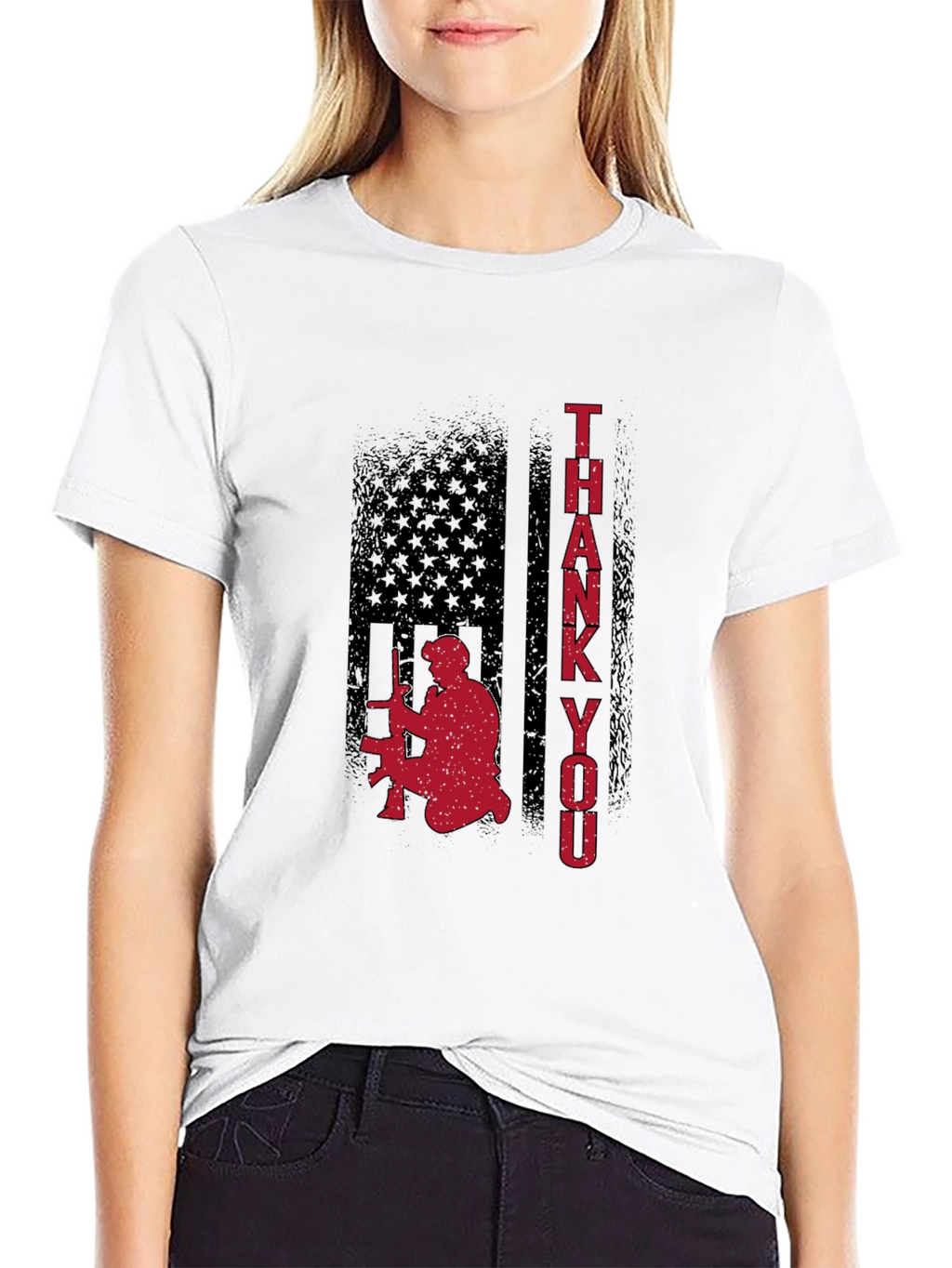 Patriotic American Flag Thank You Graphic Tee