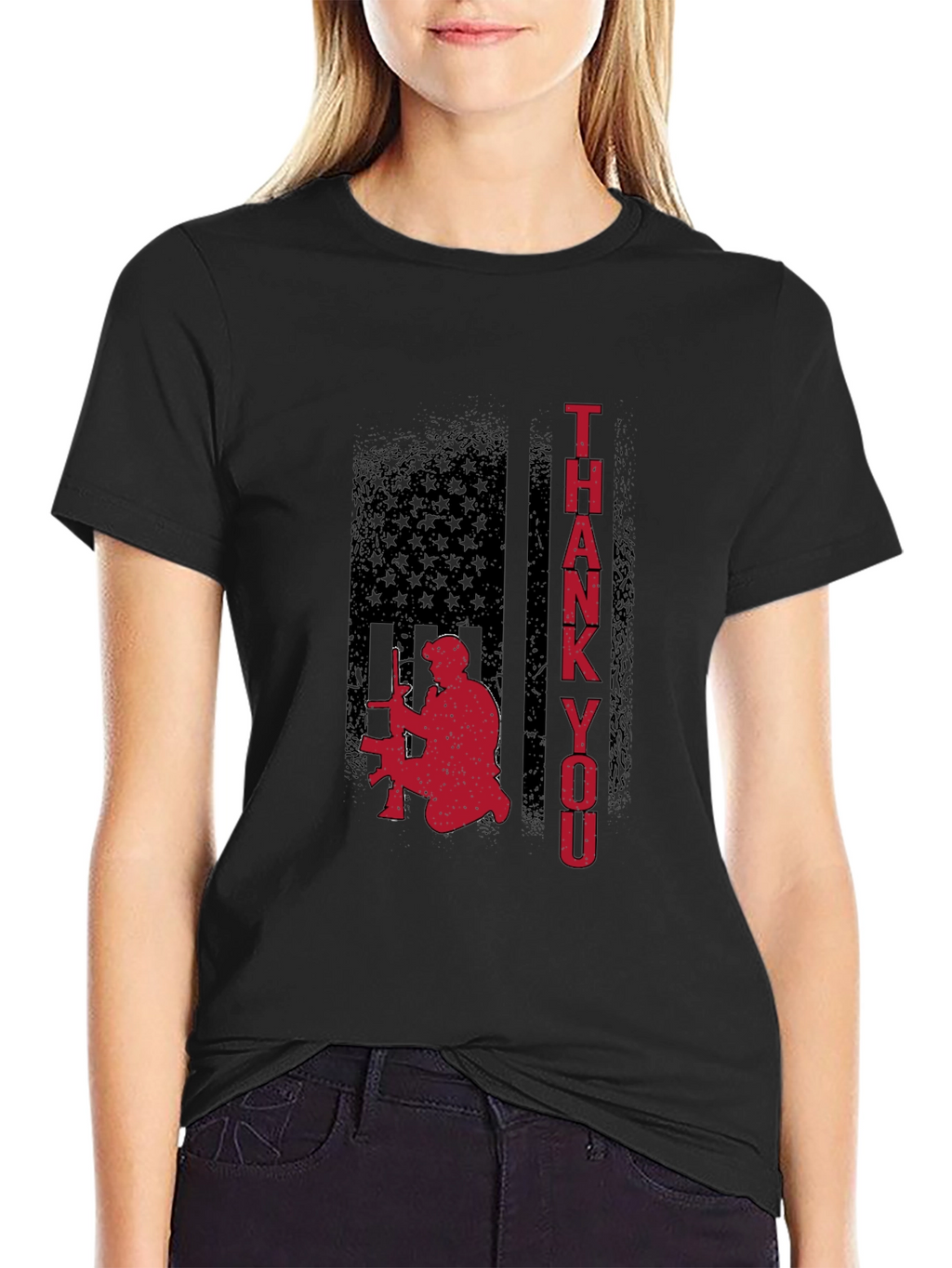 Patriotic American Flag Thank You Graphic Tee