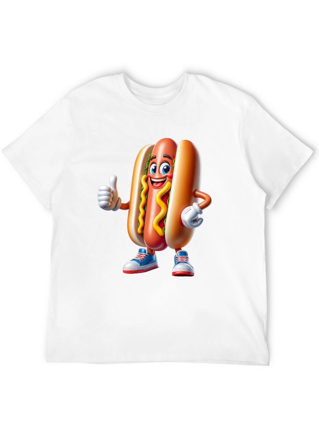 Cartoon Hotdog Graphic Tee - Fun Novelty Shirt