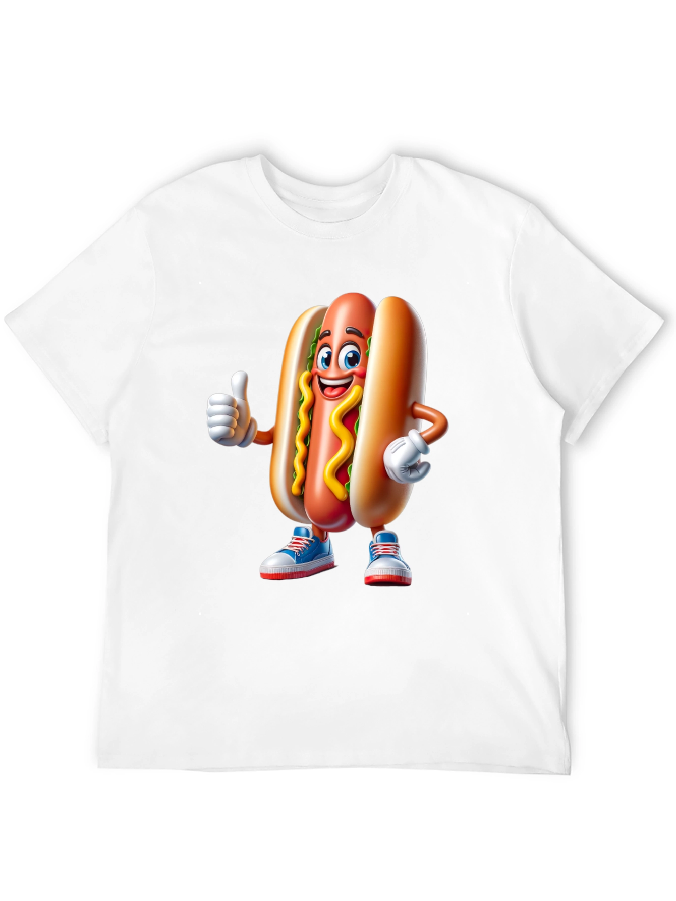 Cartoon Hotdog Graphic Tee - Fun Novelty Shirt