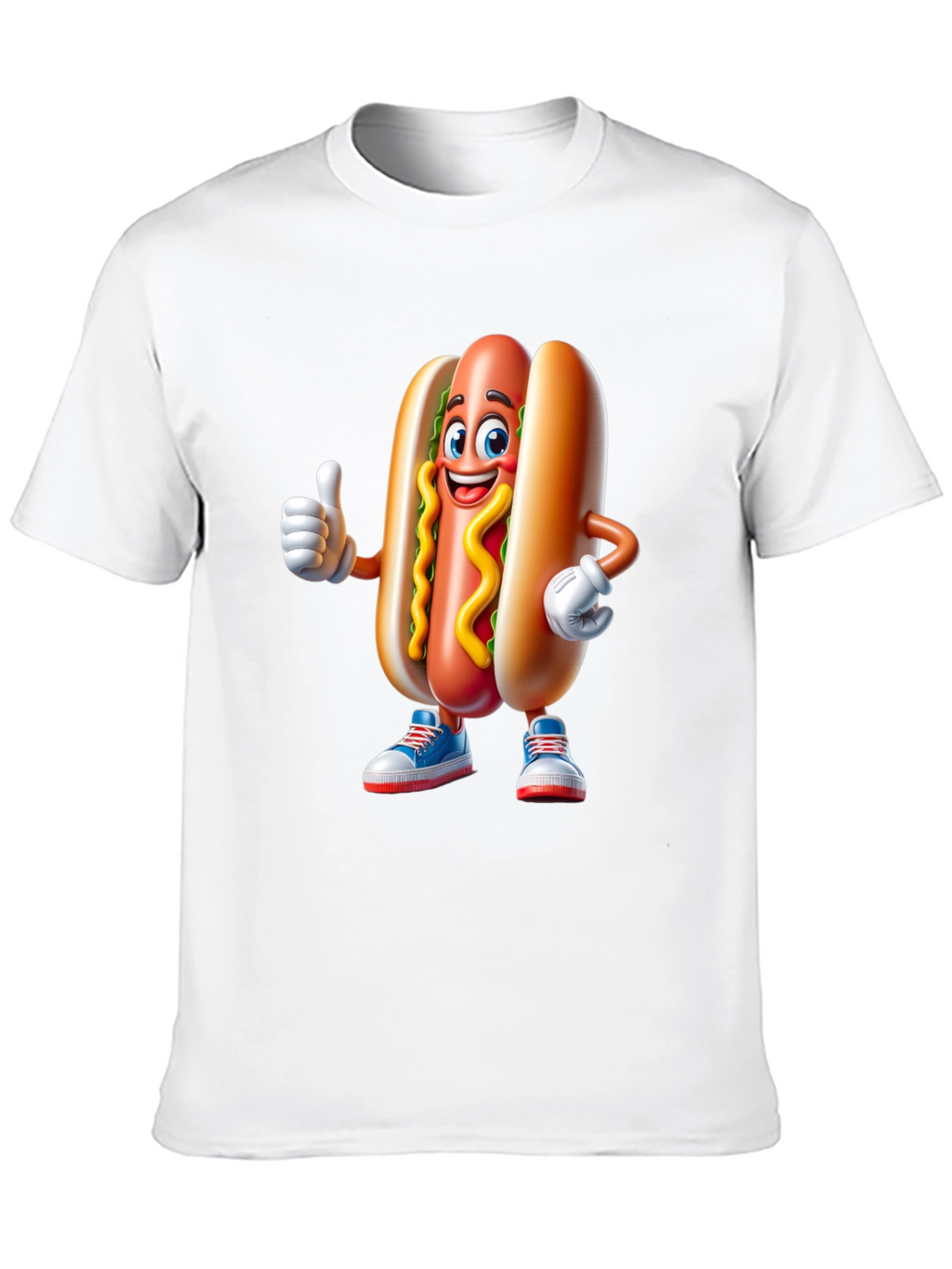 Cartoon Hotdog Graphic Tee - Fun Novelty Shirt