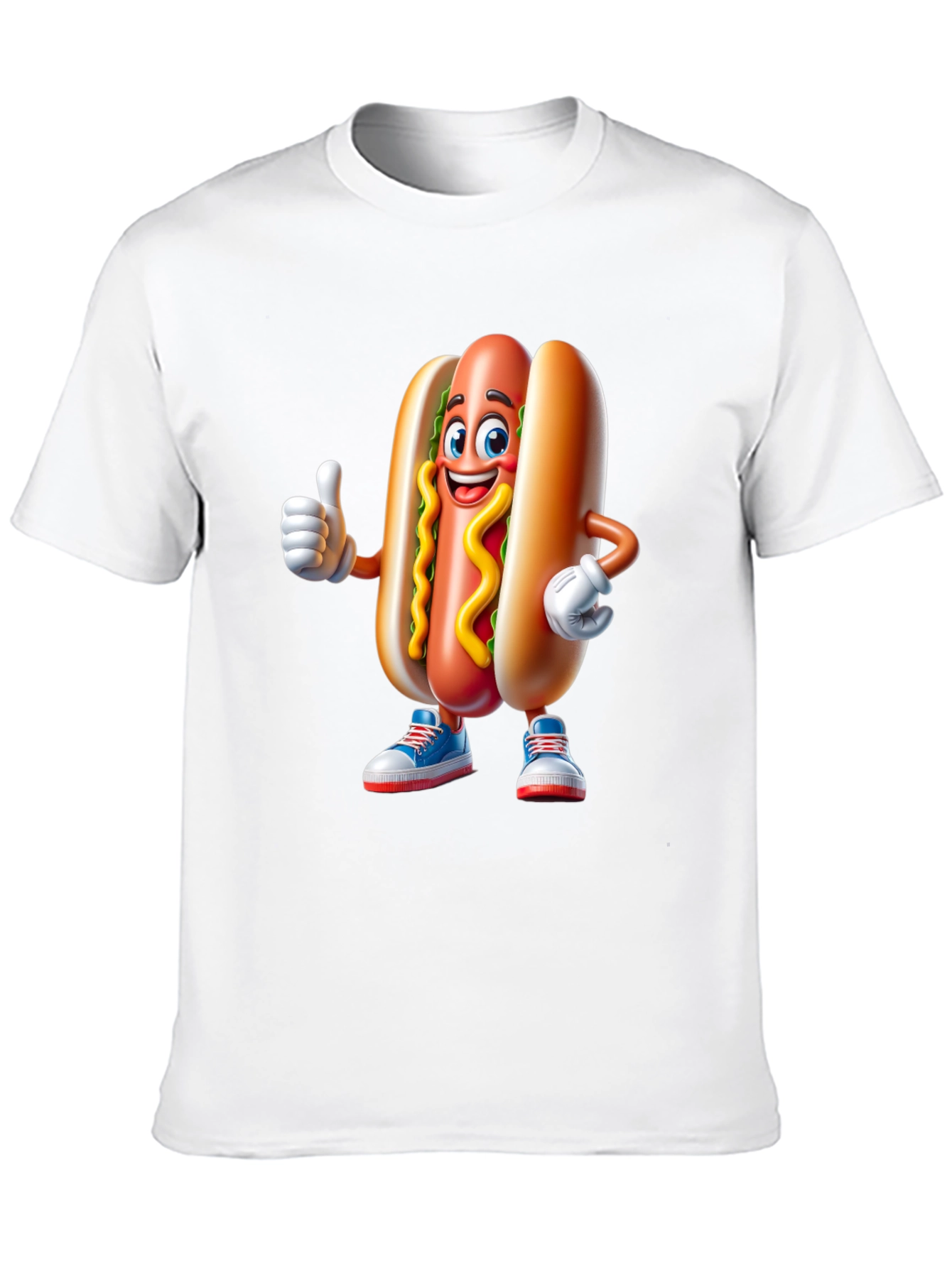 Cartoon Hotdog Graphic Tee - Fun Novelty Shirt
