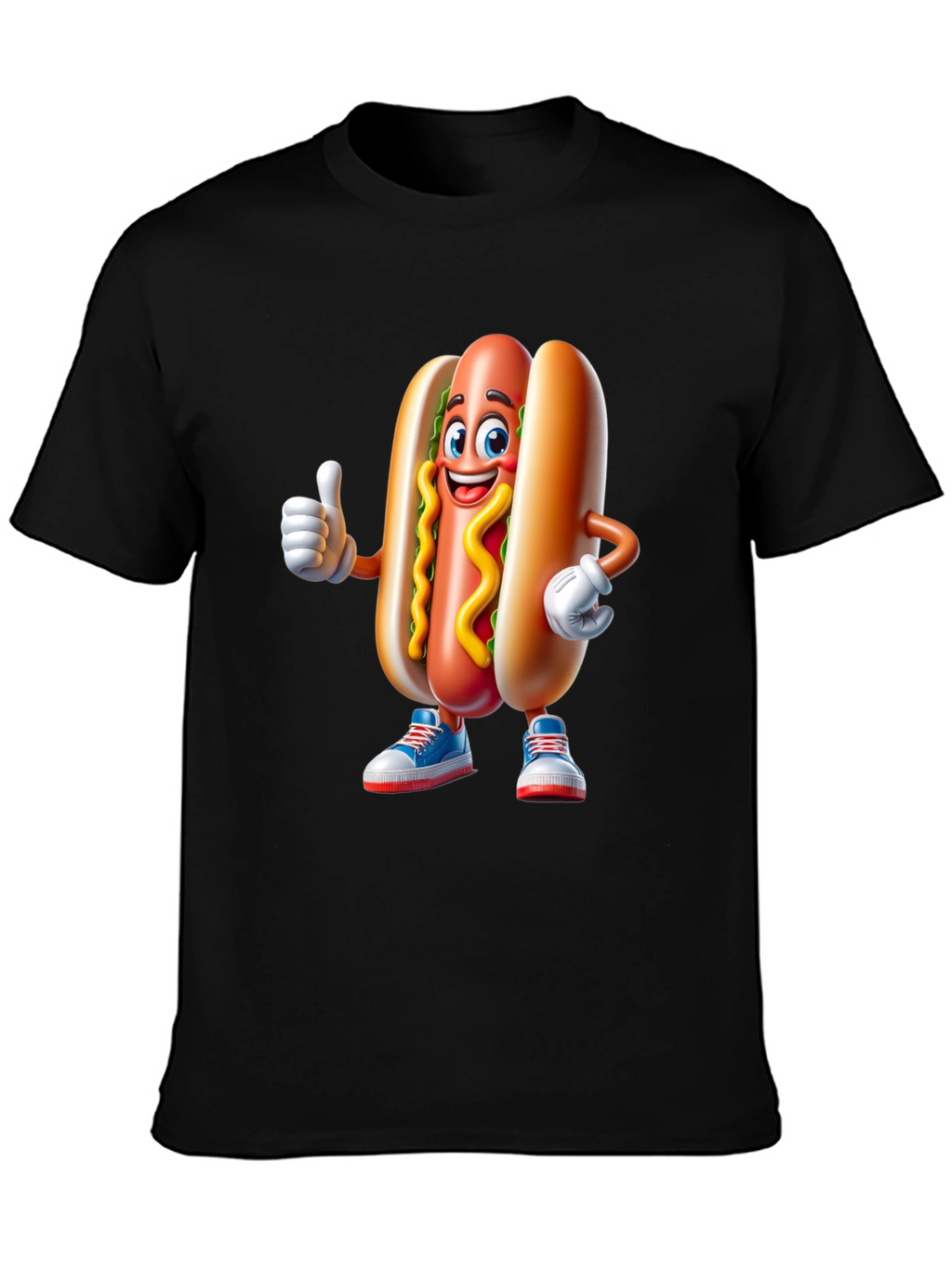 Cartoon Hotdog Graphic Tee - Fun Novelty Shirt