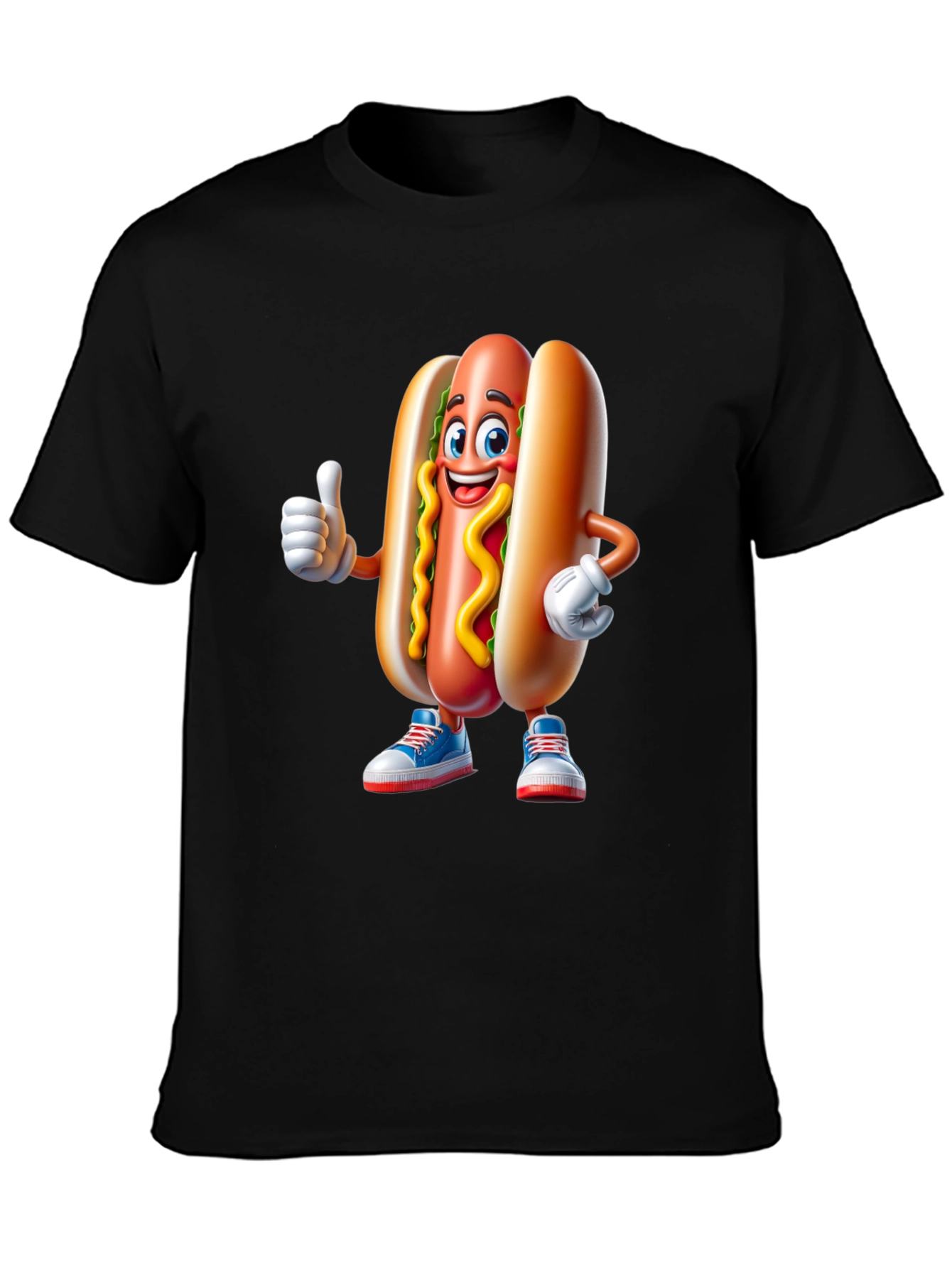 Cartoon Hotdog Graphic Tee - Fun Novelty Shirt