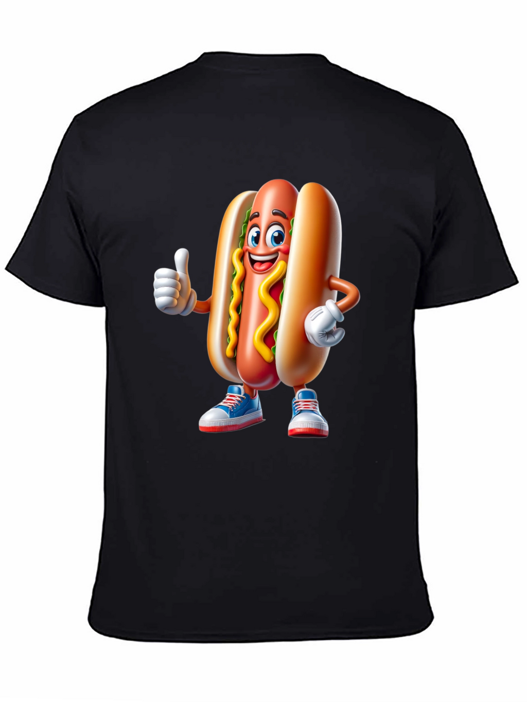 Cartoon Hotdog Graphic Tee - Fun Novelty Shirt