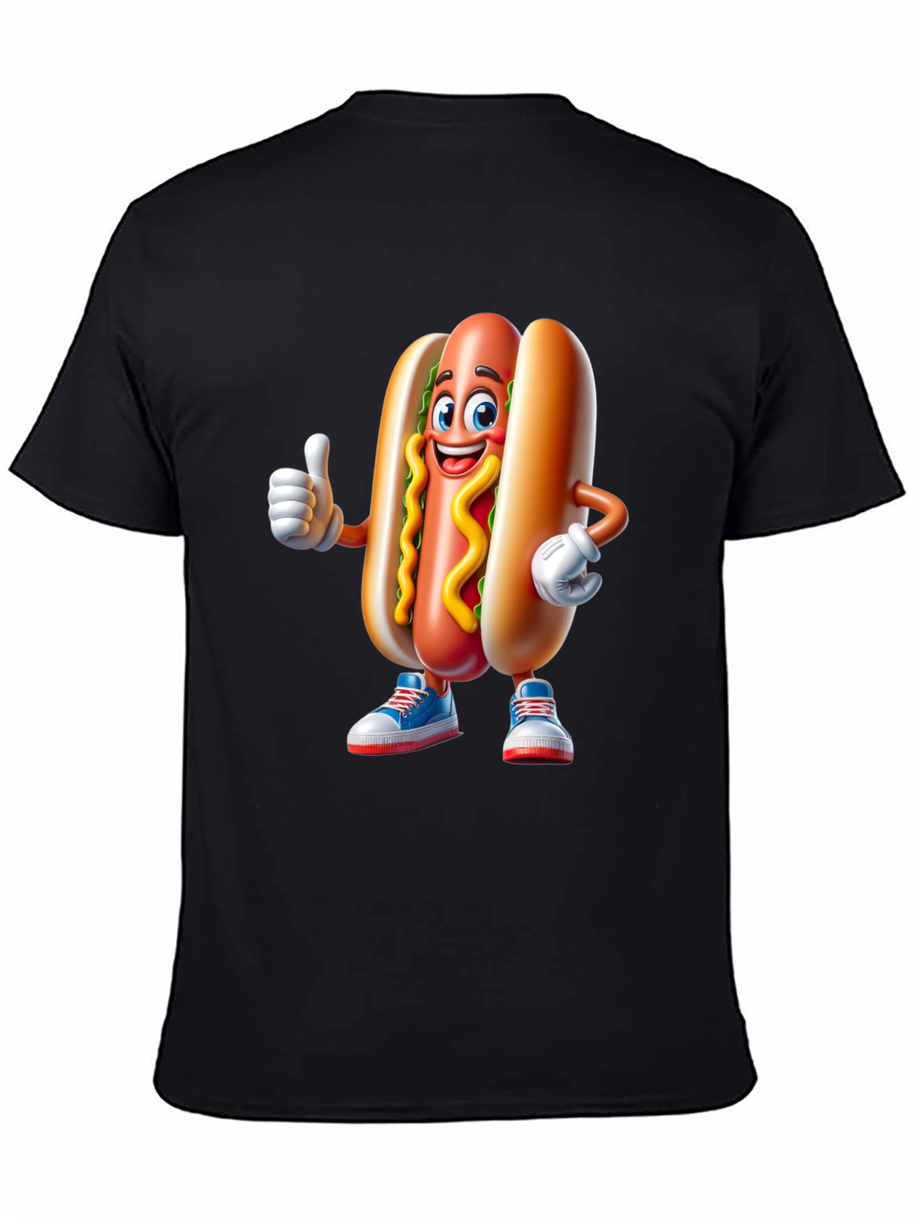 Cartoon Hotdog Graphic Tee - Fun Novelty Shirt