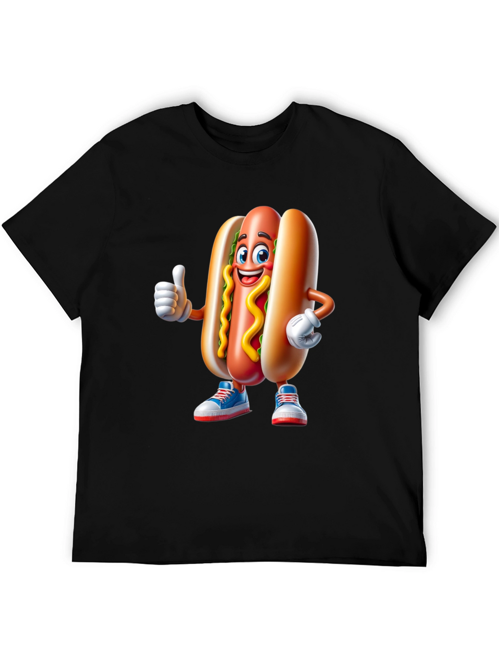 Cartoon Hotdog Graphic Tee - Fun Novelty Shirt