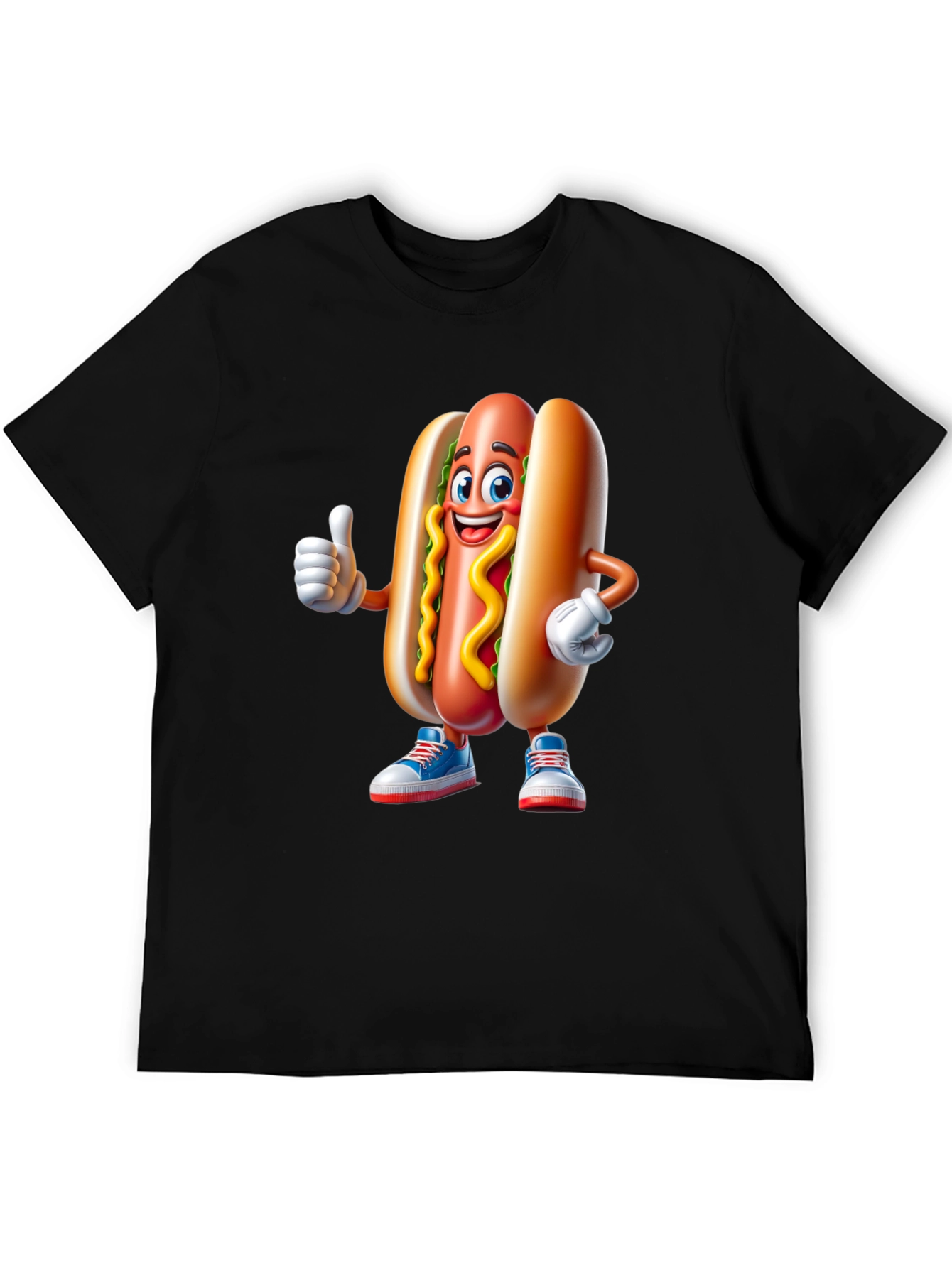 Cartoon Hotdog Graphic Tee - Fun Novelty Shirt