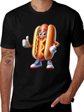 Cartoon Hotdog Graphic Tee - Fun Novelty Shirt