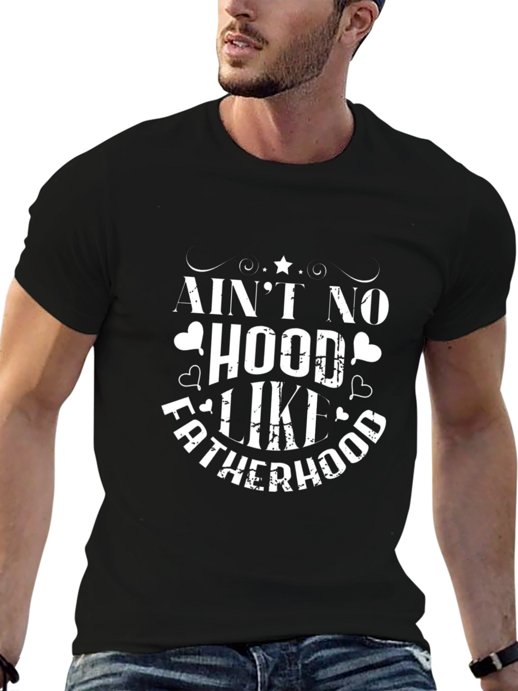 Aint No Hood Like Fatherhood Black Tee