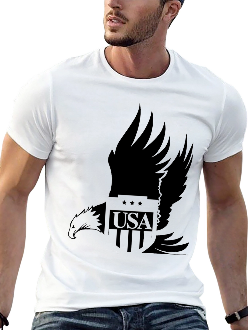 USA Eagle Graphic T-Shirt - Black