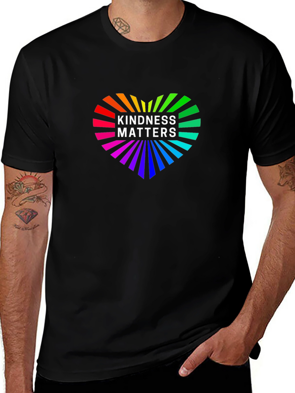 Kindness Matters Rainbow Heart Graphic Tee