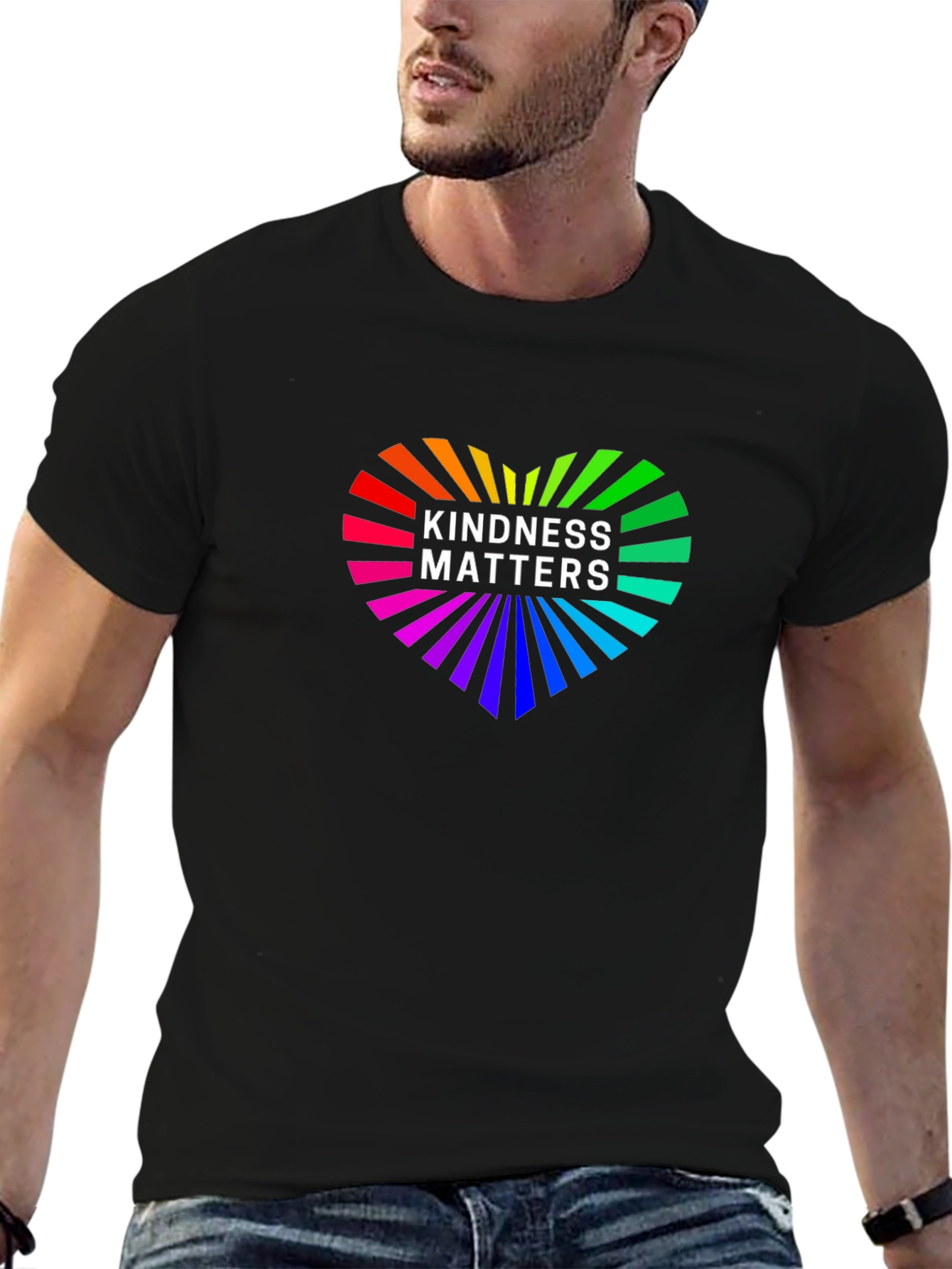 Kindness Matters Rainbow Heart Graphic Tee