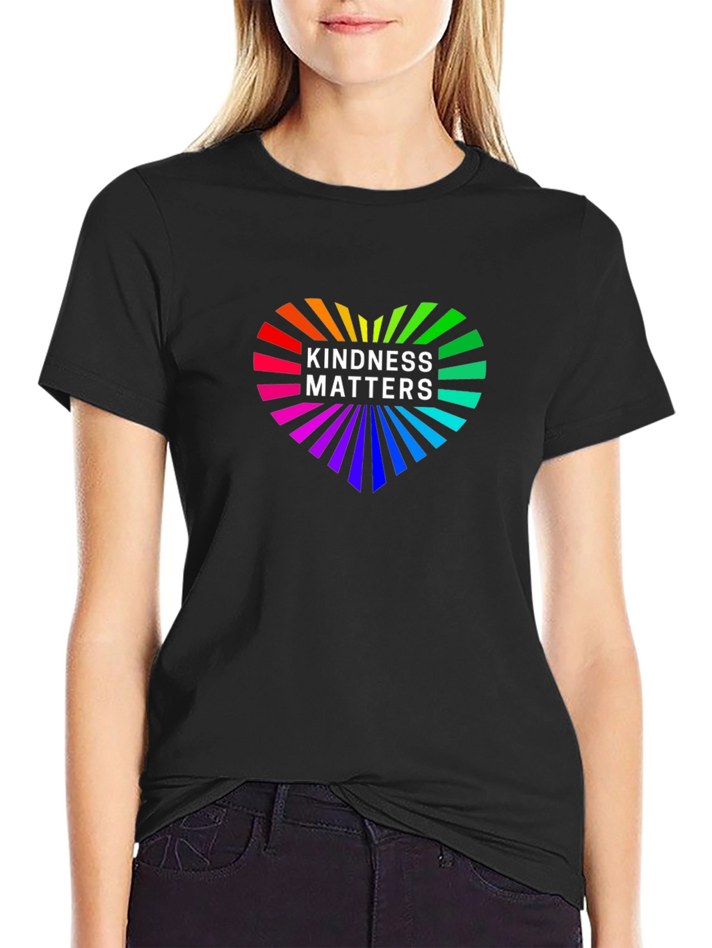 Kindness Matters Rainbow Heart Graphic Tee