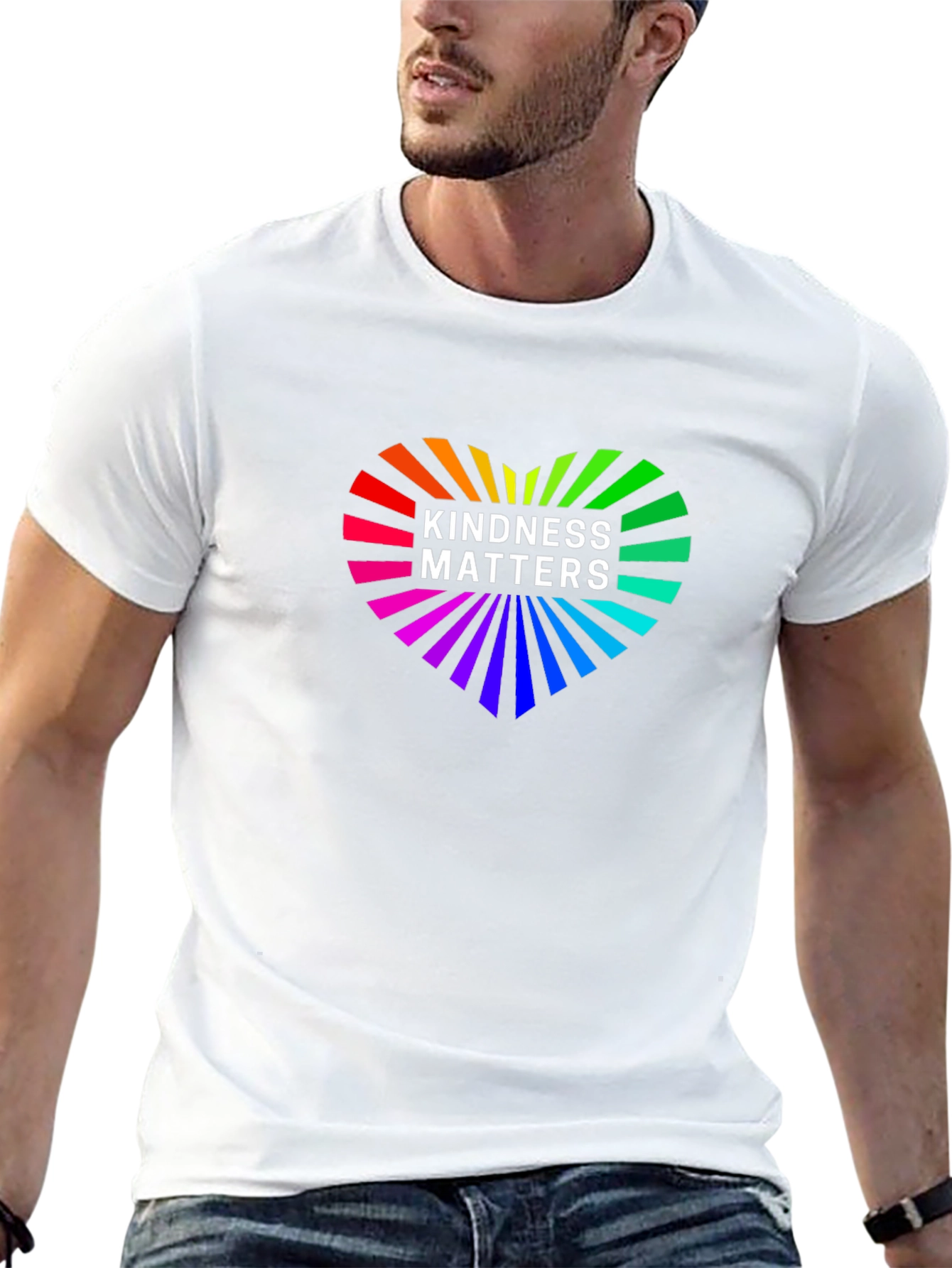 Kindness Matters Rainbow Heart Graphic Tee