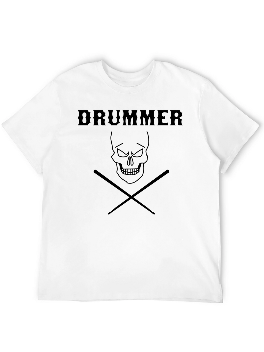 Drummer Skull Graphic Tee - Black Cotton T-Shirt