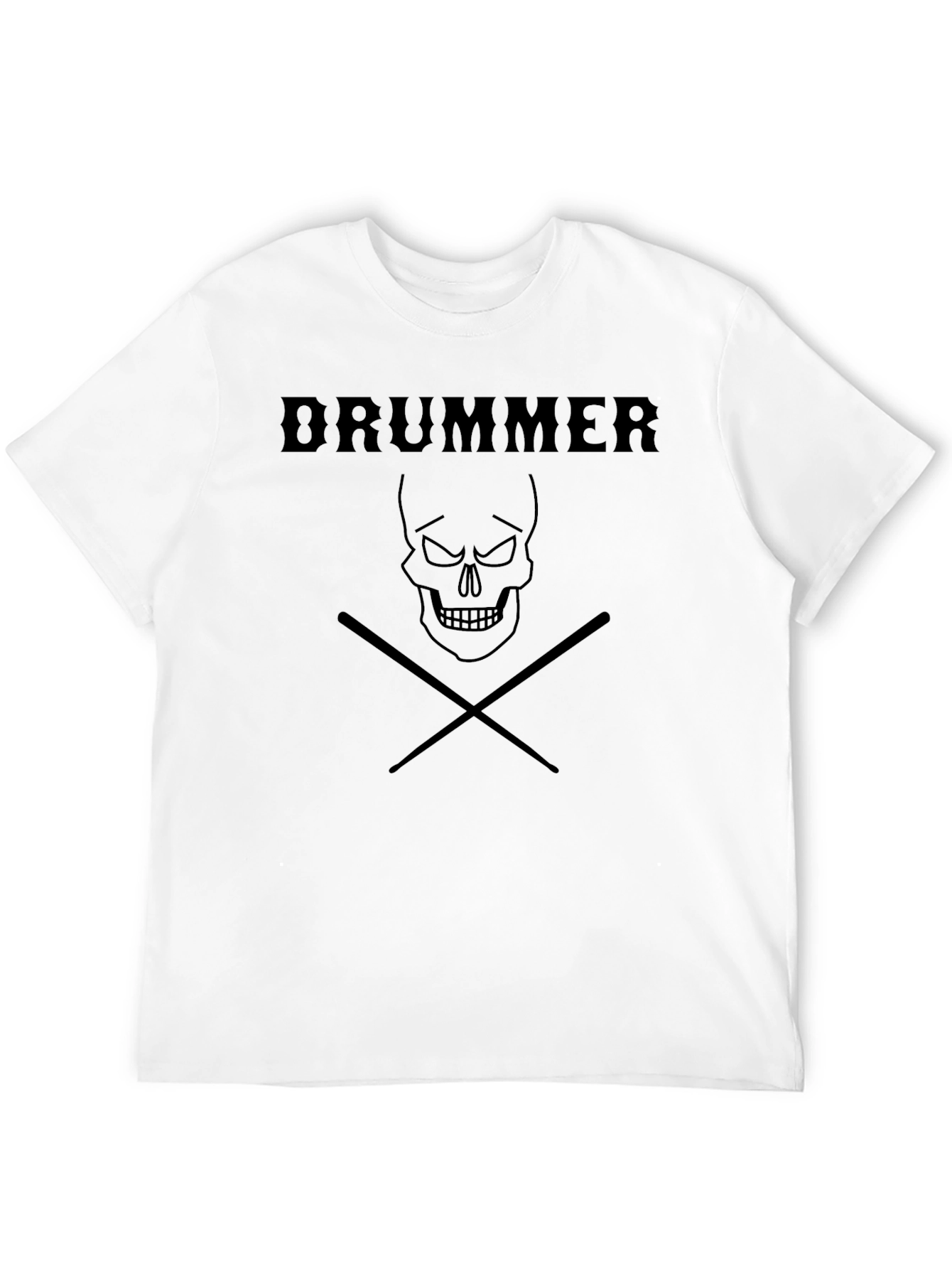 Drummer Skull Graphic Tee - Black Cotton T-Shirt
