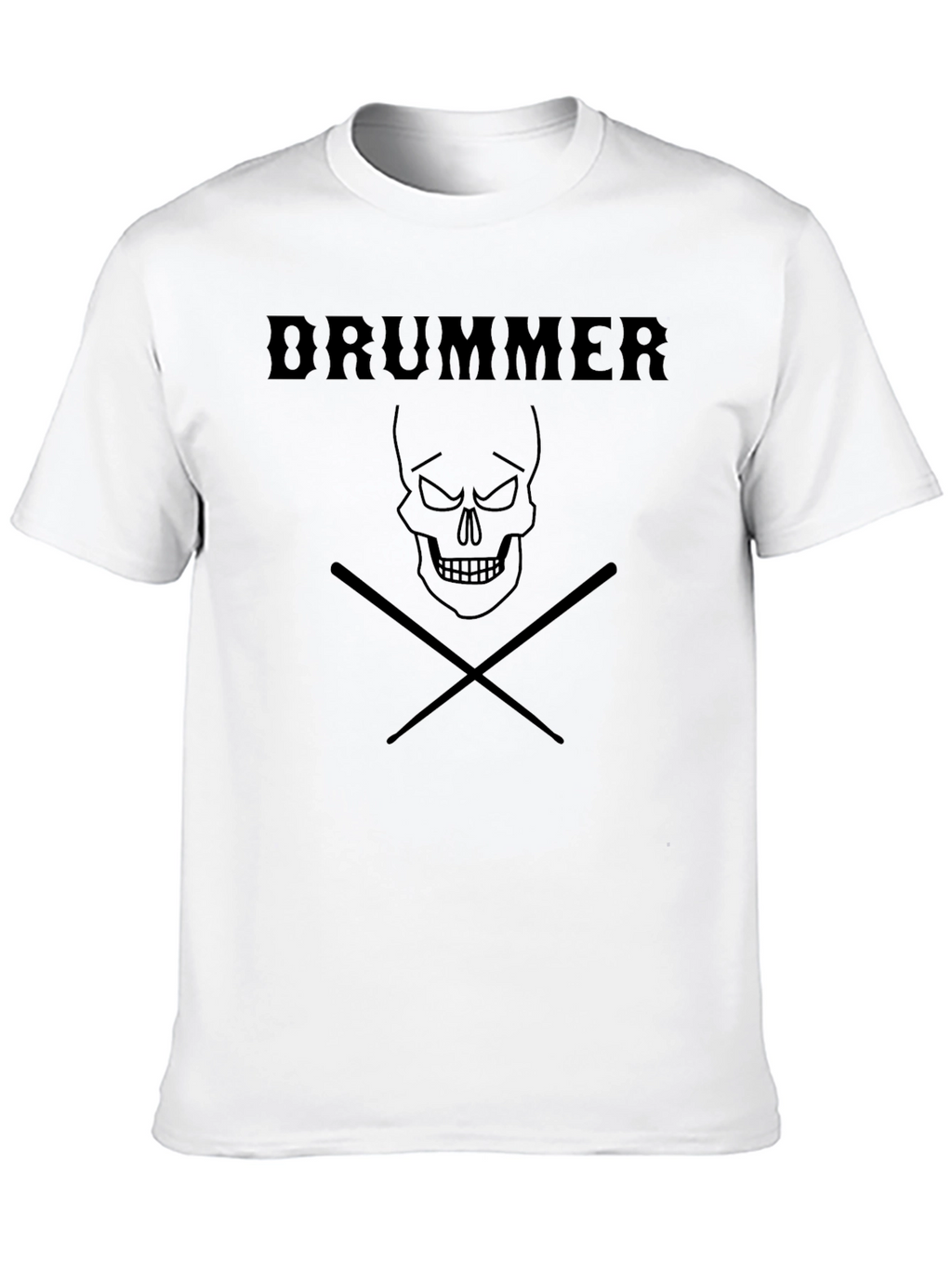 Drummer Skull Graphic Tee - Black Cotton T-Shirt