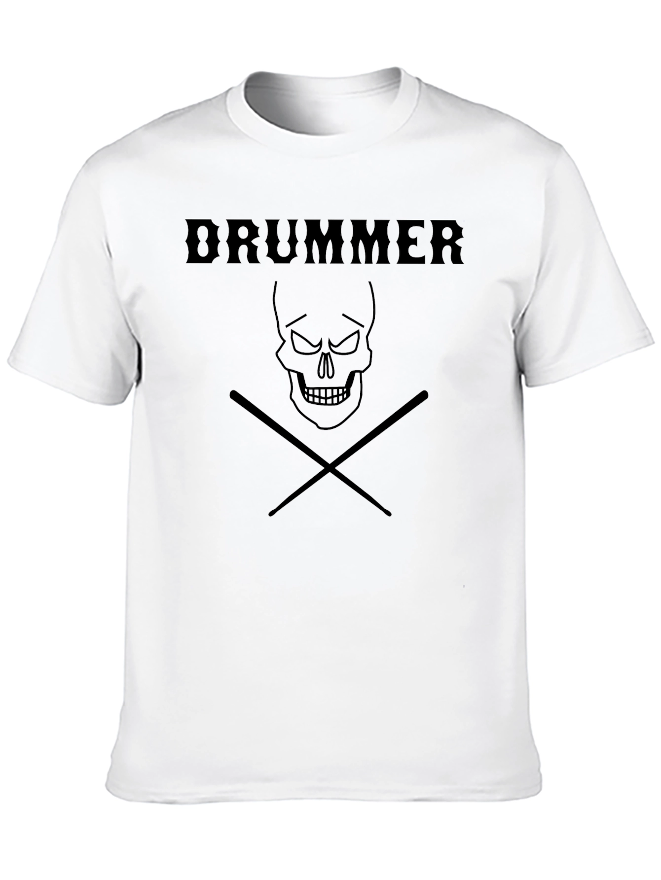 Drummer Skull Graphic Tee - Black Cotton T-Shirt