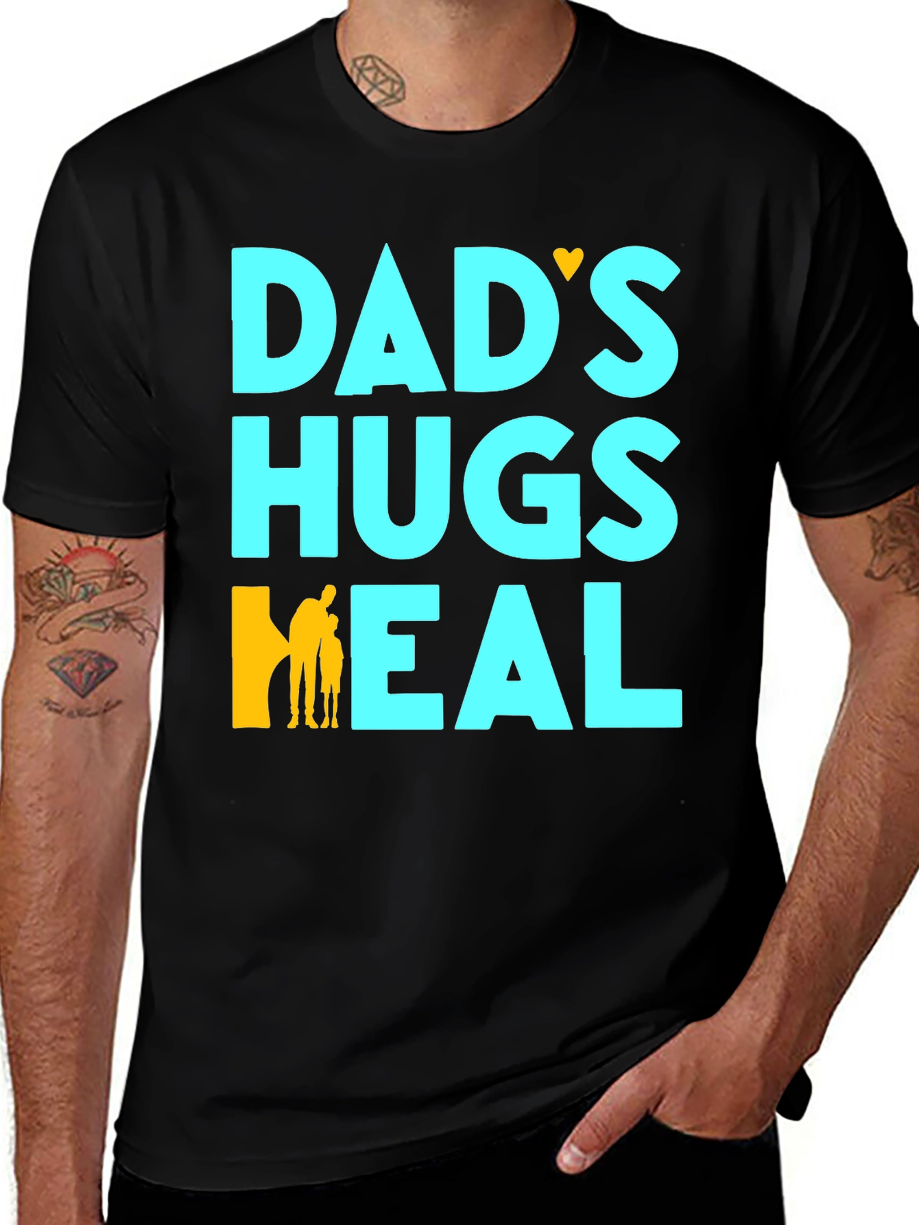 Dads Hugs Heal Black T-Shirt