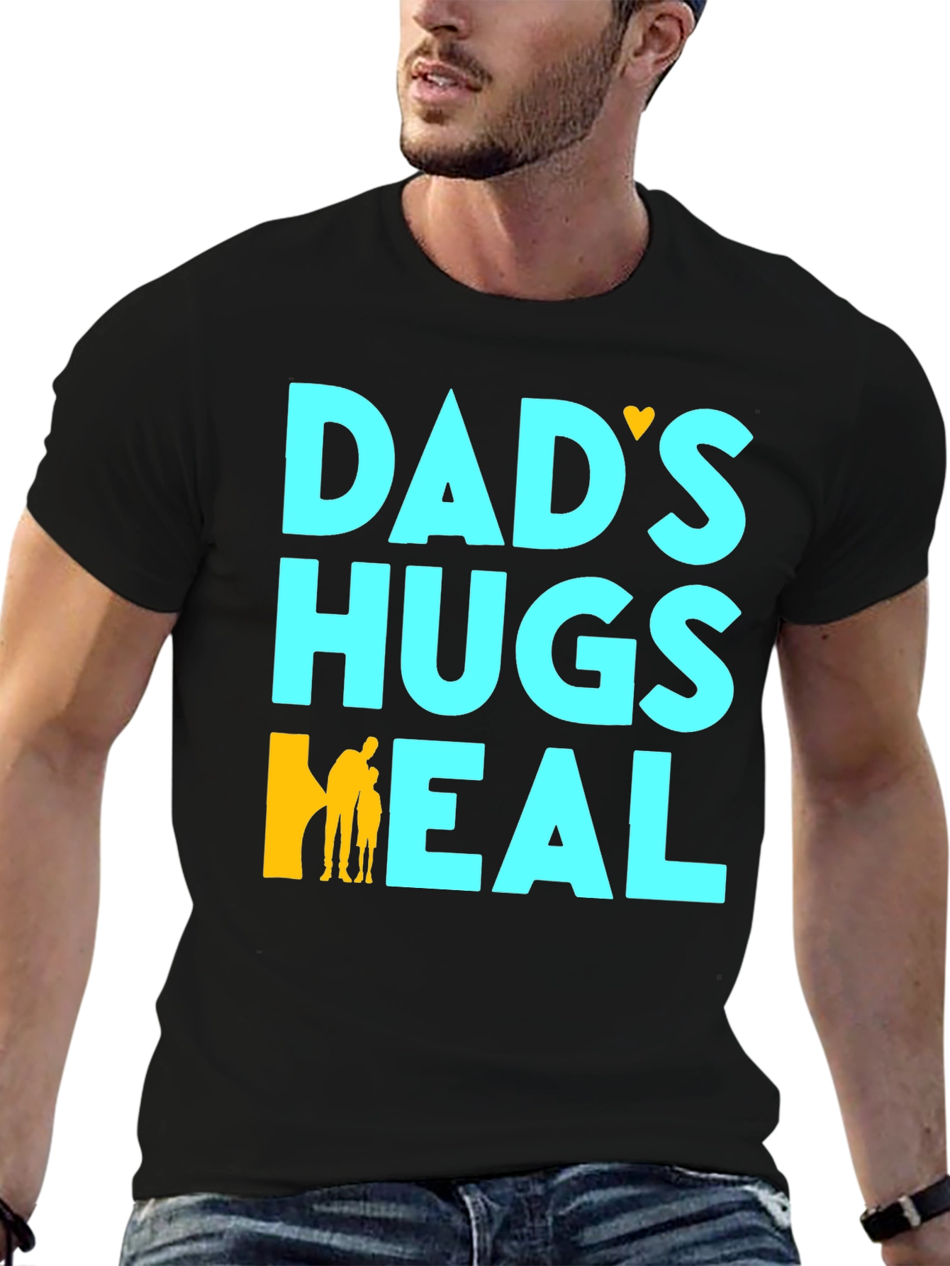 Dads Hugs Heal Black T-Shirt