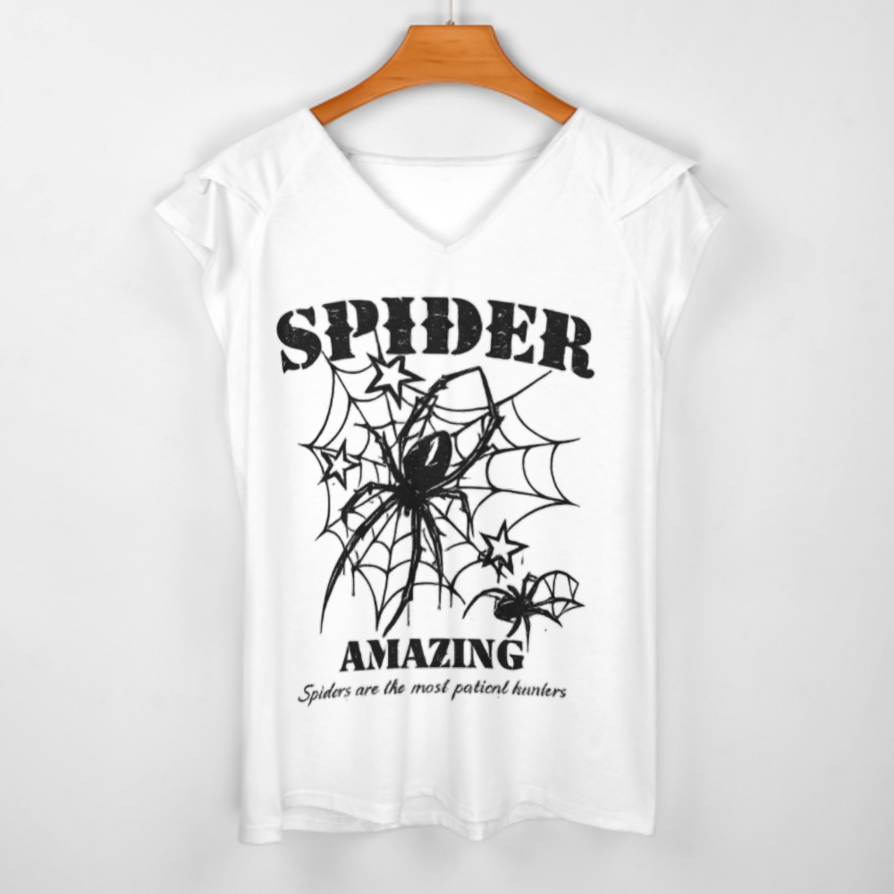 Spider Amazing Graphic Tee – Gothic Spider Web Halloween Aesthetic Shirt(z870)