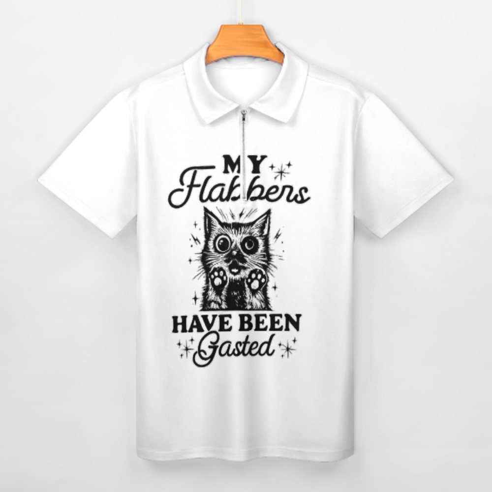 My Flabbers Have Been Gasted Funny Cat Graphic T-Shirt | Cute Shocked Kitty Meme Tee for Cat Lovers(z916)