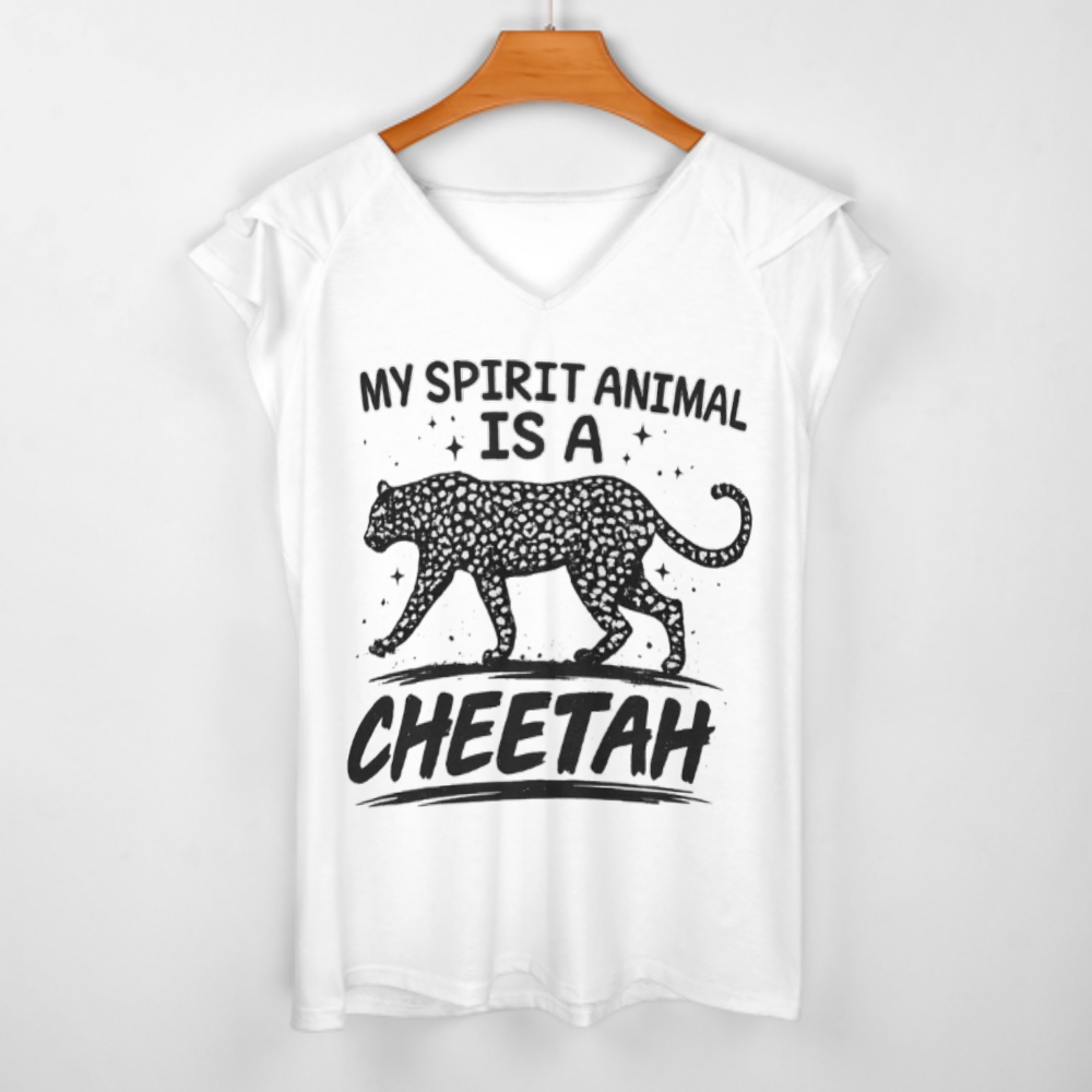 My Spirit Animal Is a Cheetah Graphic Tee – Funny Leopard Print Wild Cat Shirt(z869)