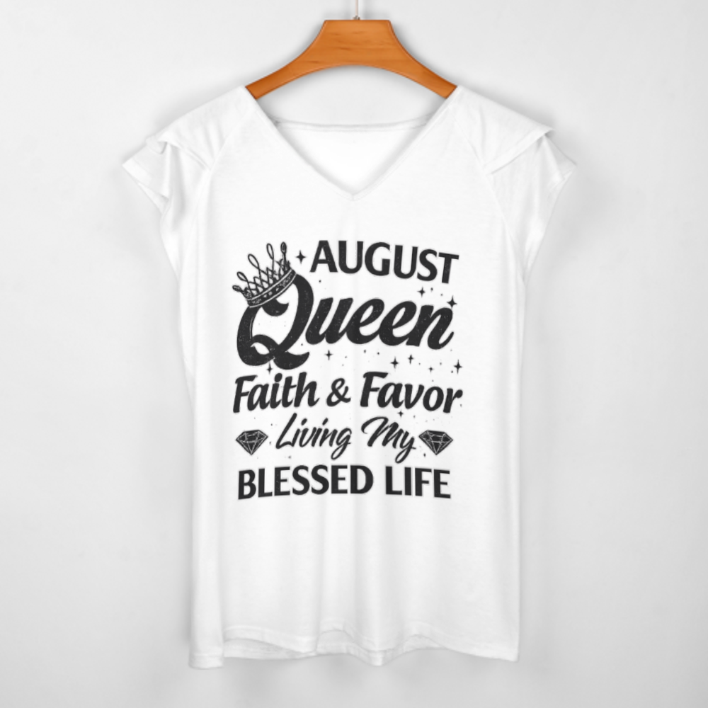 August Queen Birthday Graphic Tee – Faith & Favor Blessed Life Inspirational Shirt for Women(z867)