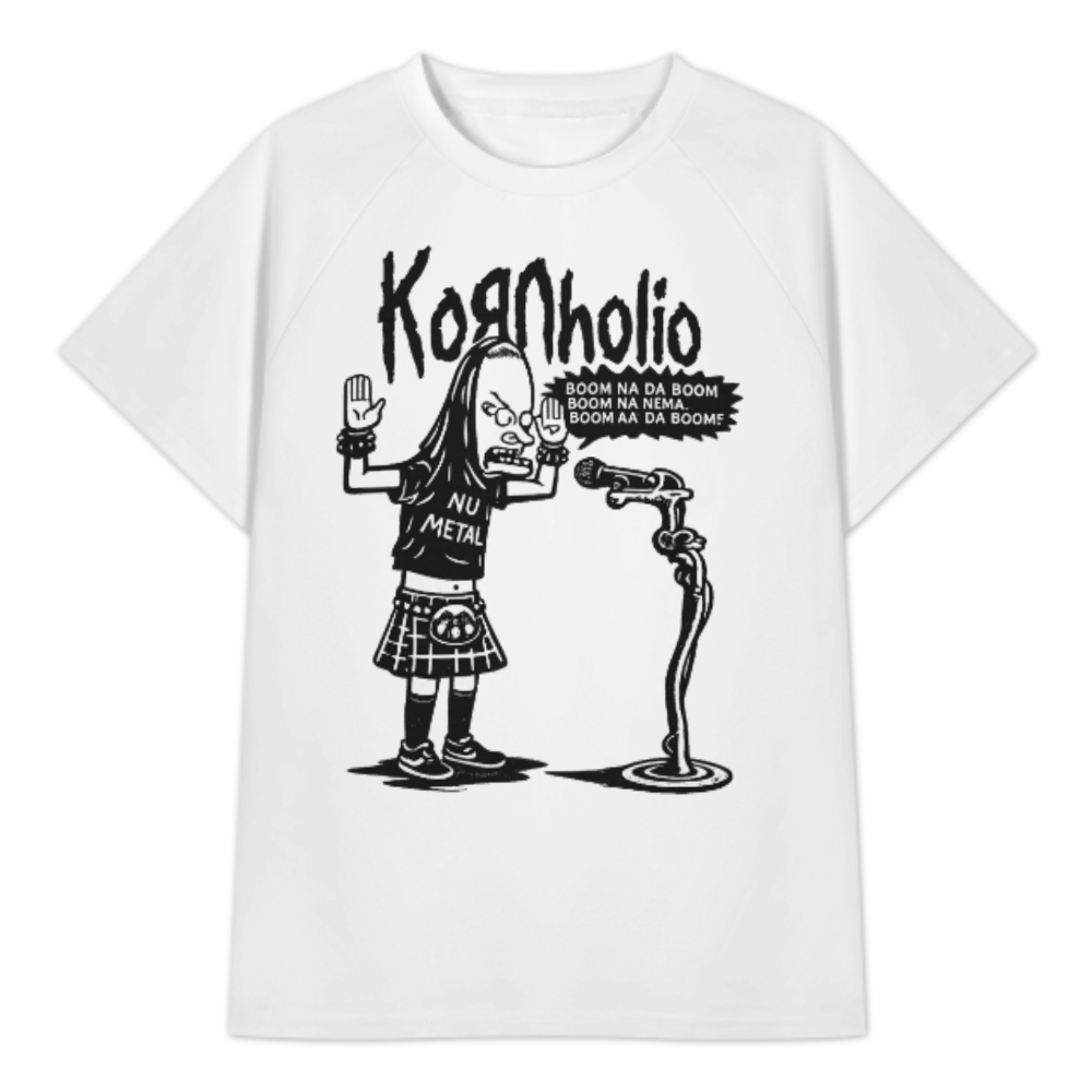 Kornholio Nu Metal Parody Graphic T-Shirt | Funny Rock Music Inspired Cartoon Tee(z907)