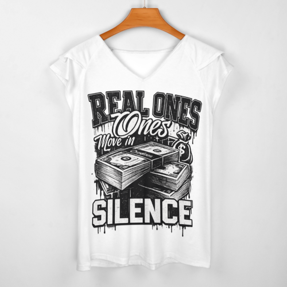 Real Ones Move in Silence Graphic Tee – Streetwear Money Stack Urban Shirt(z868)