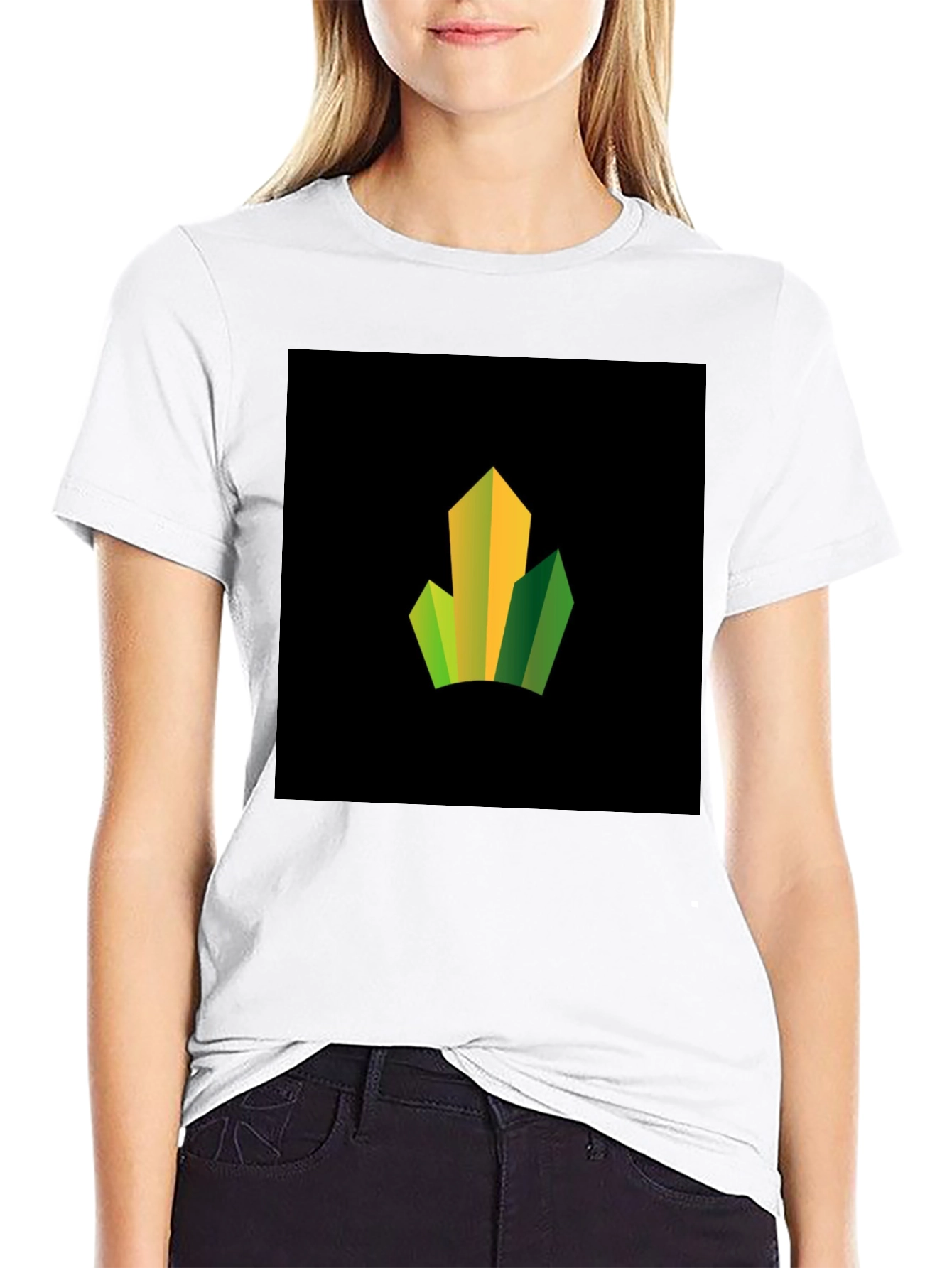 Modern Geometric Peaks Graphic Black T-Shirt