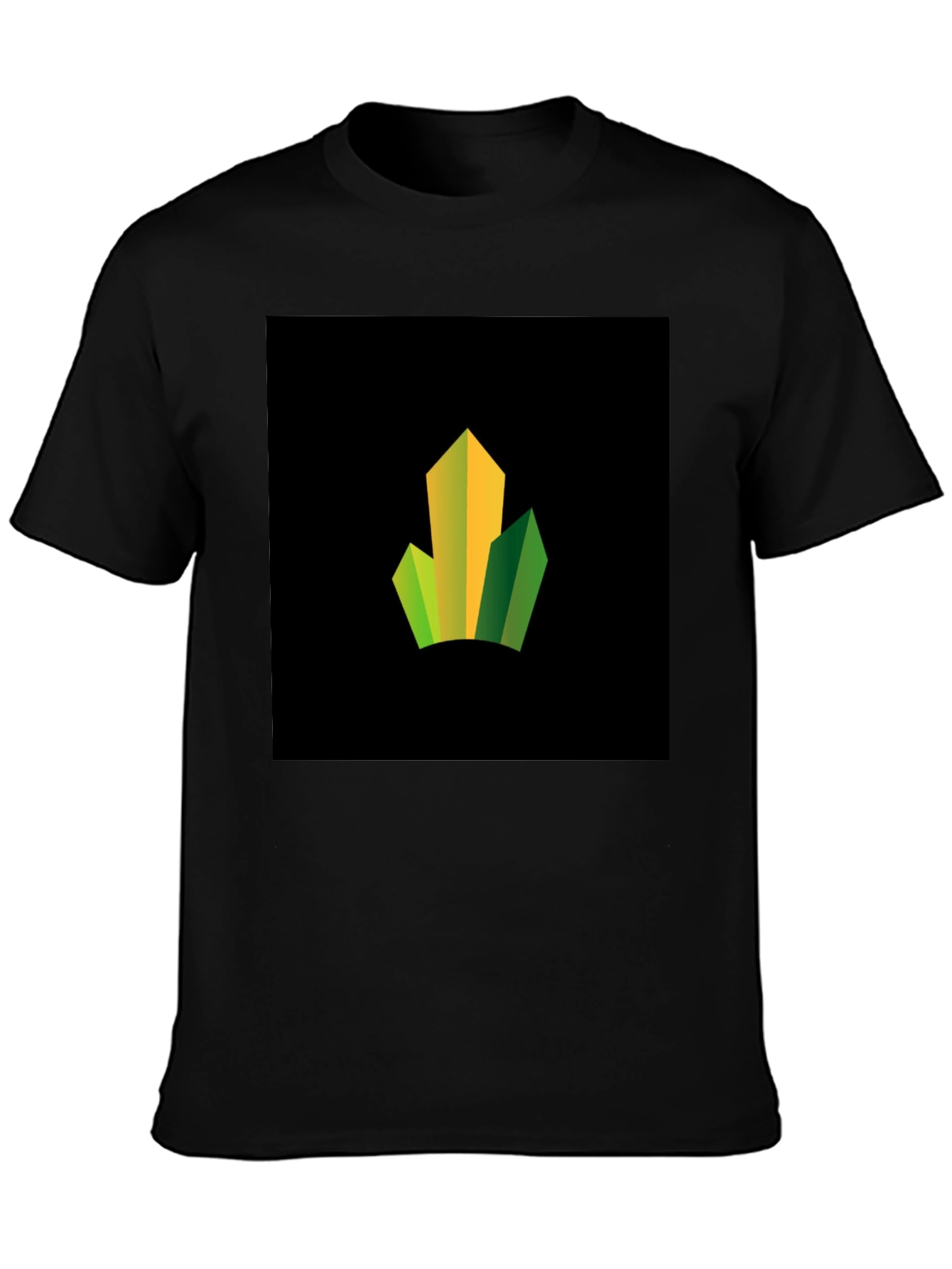 Modern Geometric Peaks Graphic Black T-Shirt