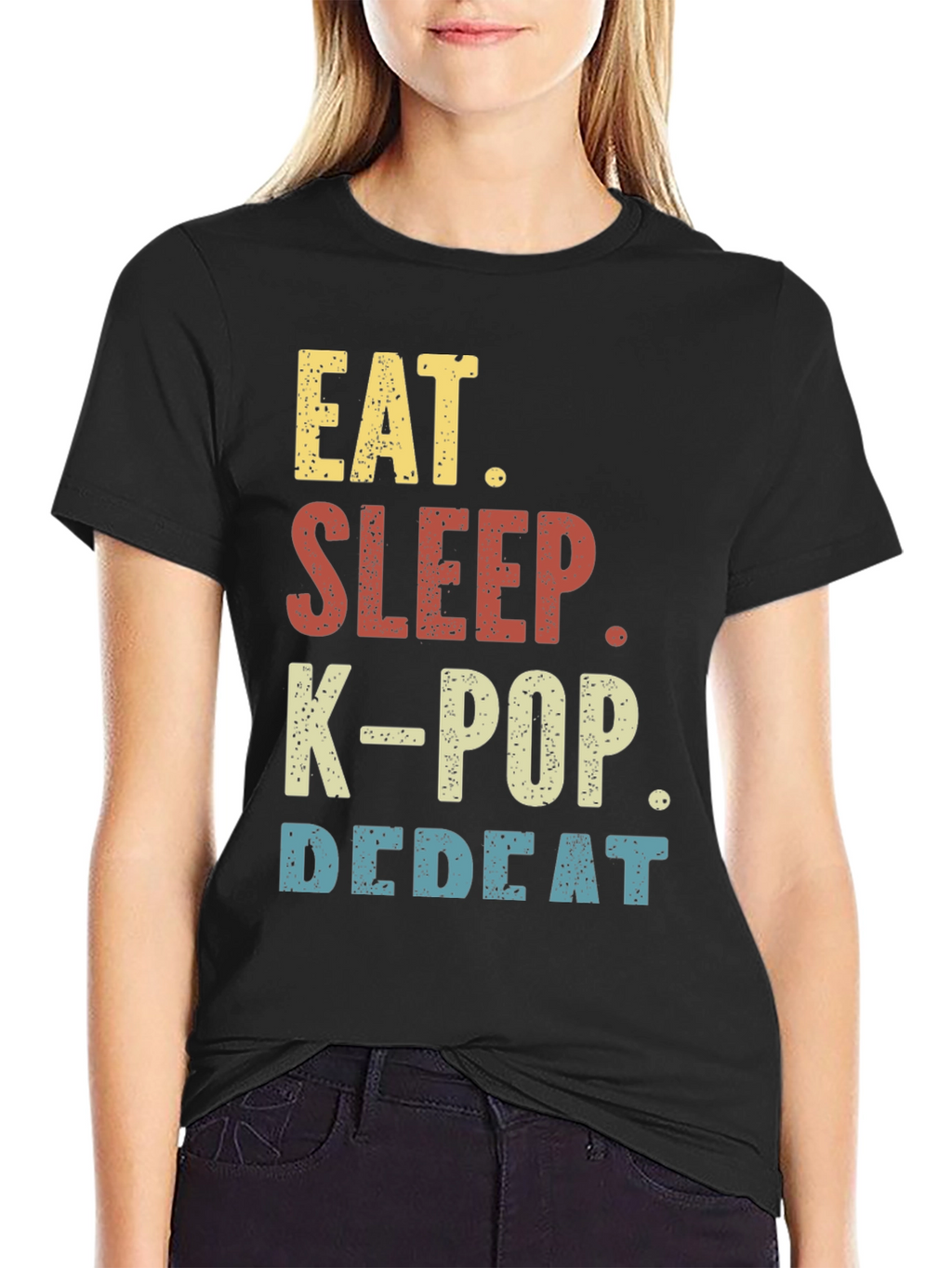 Eat Sleep K-Pop Repeat Black T-Shirt