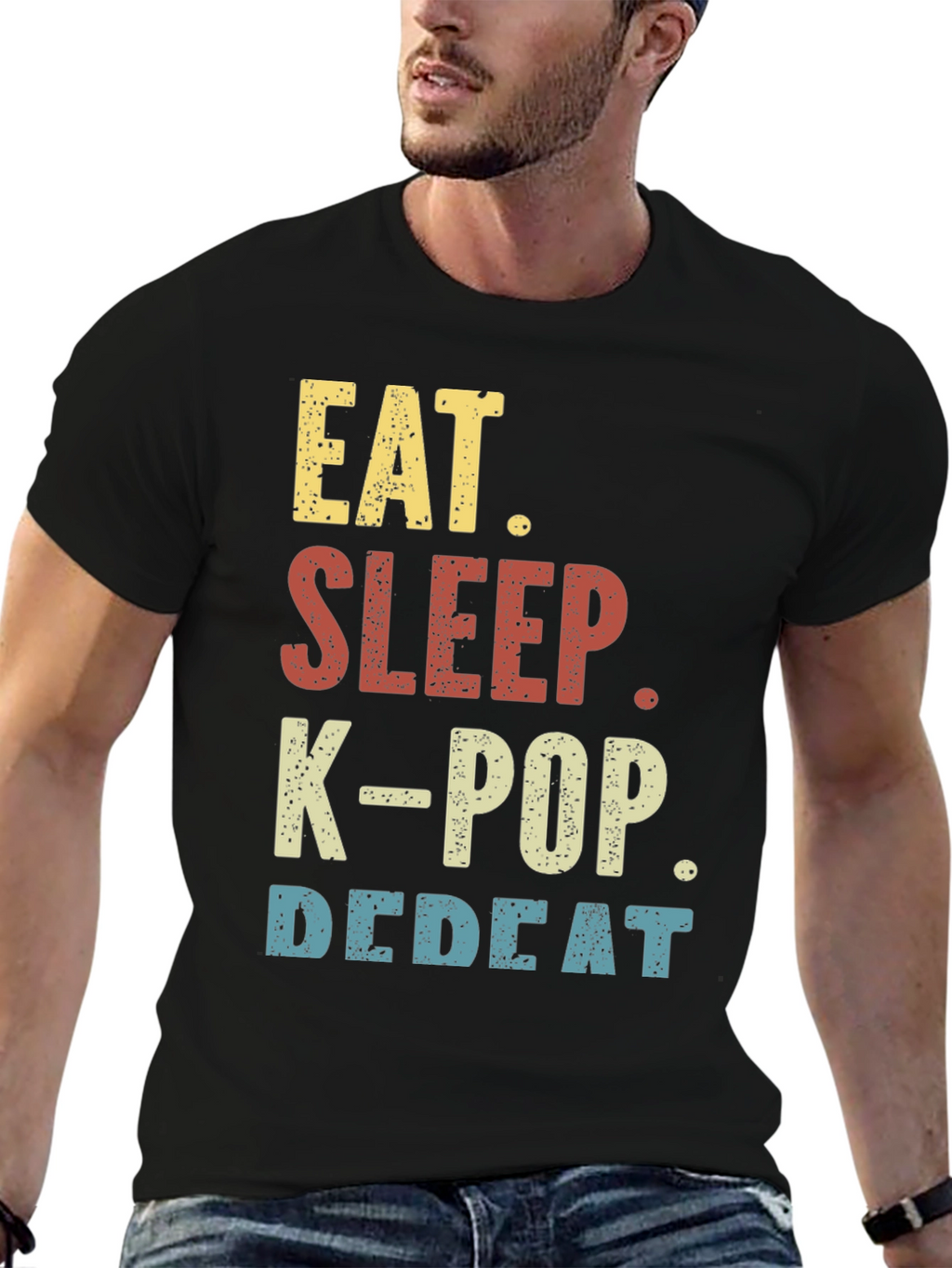 Eat Sleep K-Pop Repeat Black T-Shirt