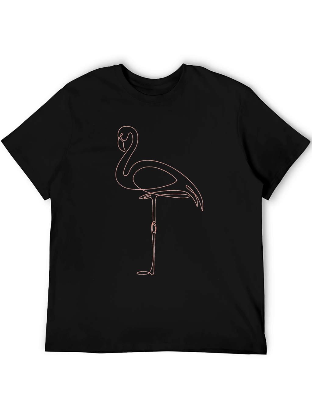 Minimalist Flamingo Graphic Tee - Black Cotton