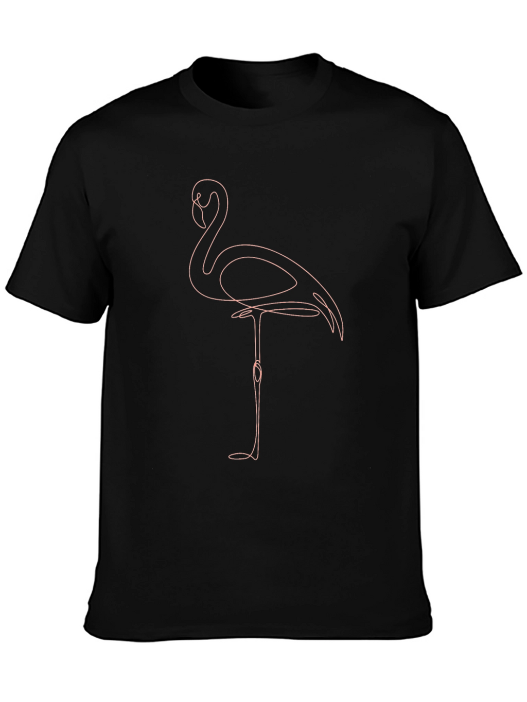Minimalist Flamingo Graphic Tee - Black Cotton
