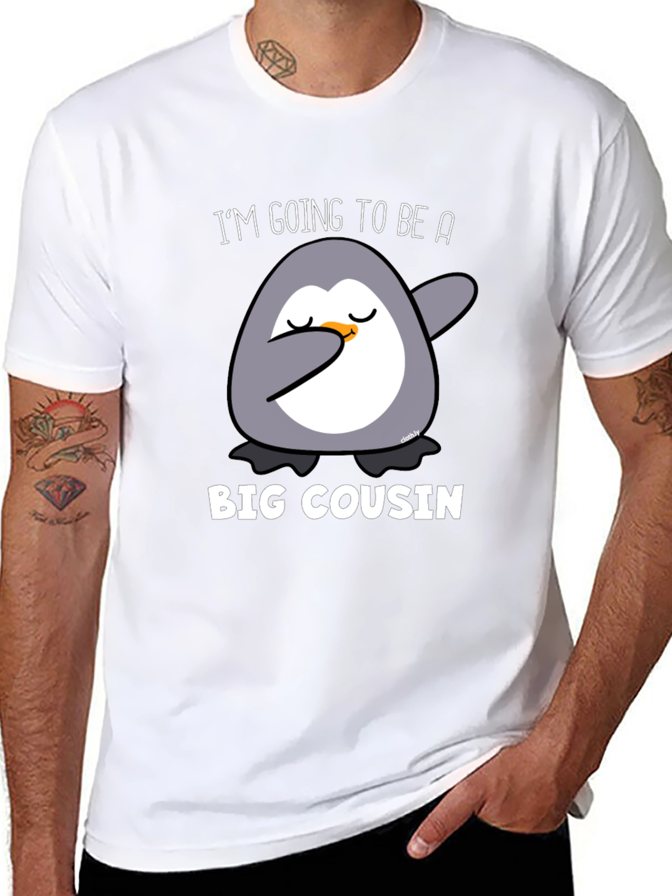 Big Cousin Penguin Dab T-Shirt - New Cousin Announcement