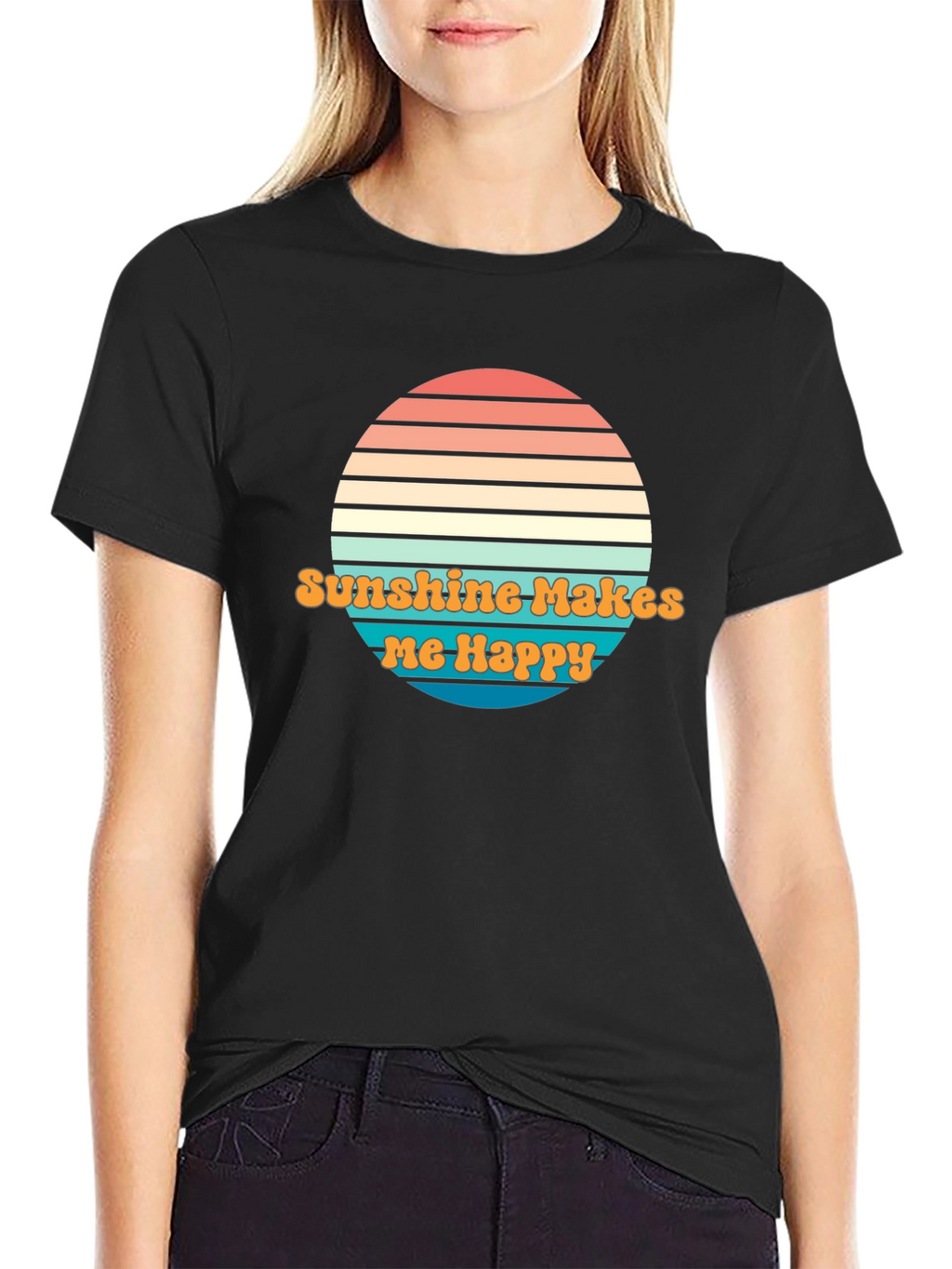 Sunshine Makes Me Happy Graphic Tee - Retro Design
