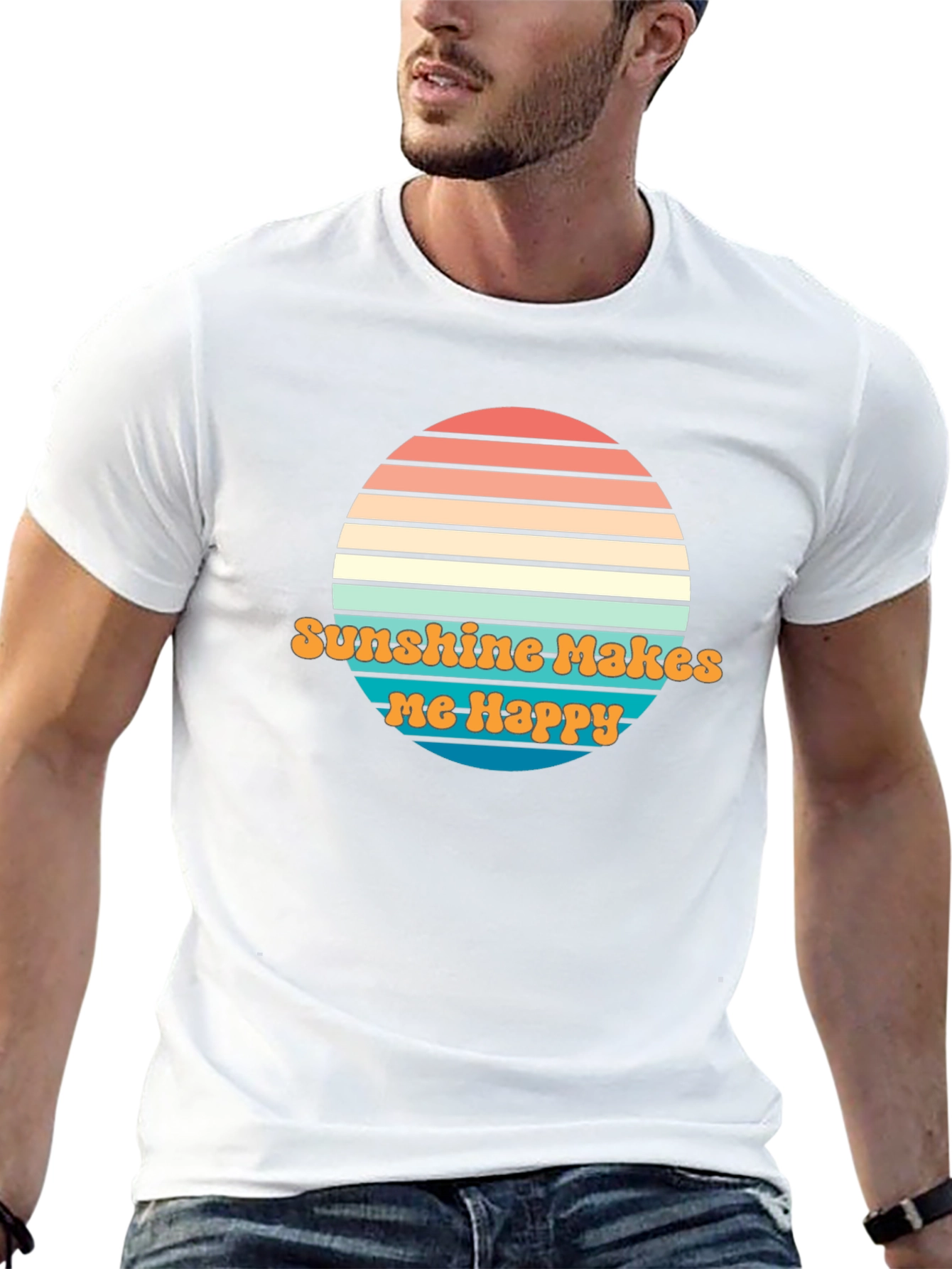 Sunshine Makes Me Happy Graphic Tee - Retro Design