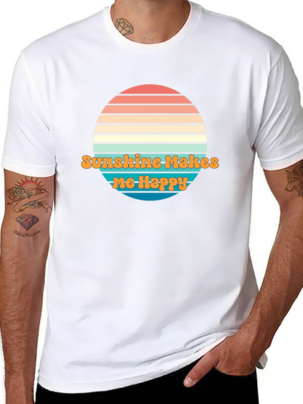 Sunshine Makes Me Happy Graphic Tee - Retro Design