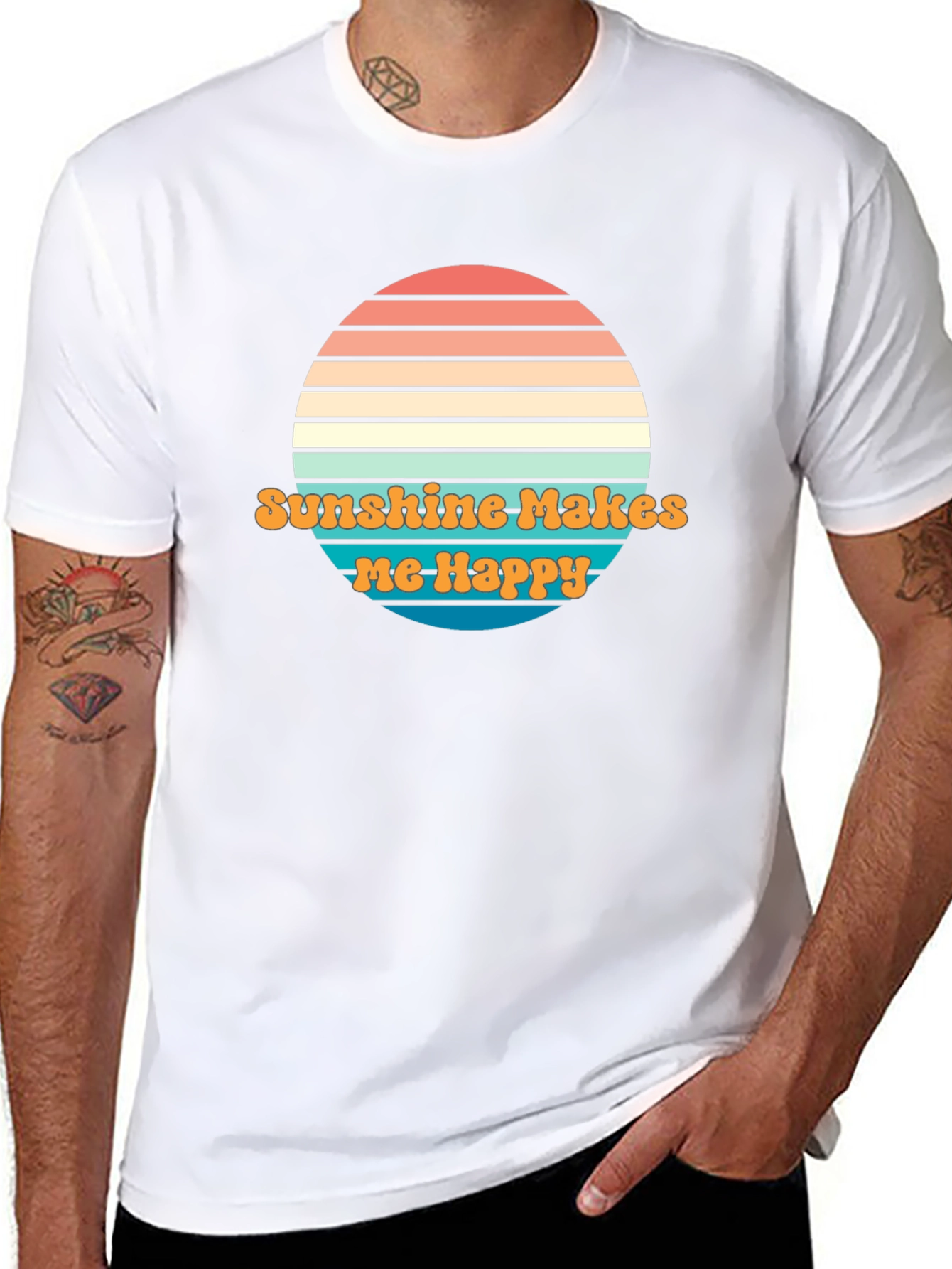 Sunshine Makes Me Happy Graphic Tee - Retro Design