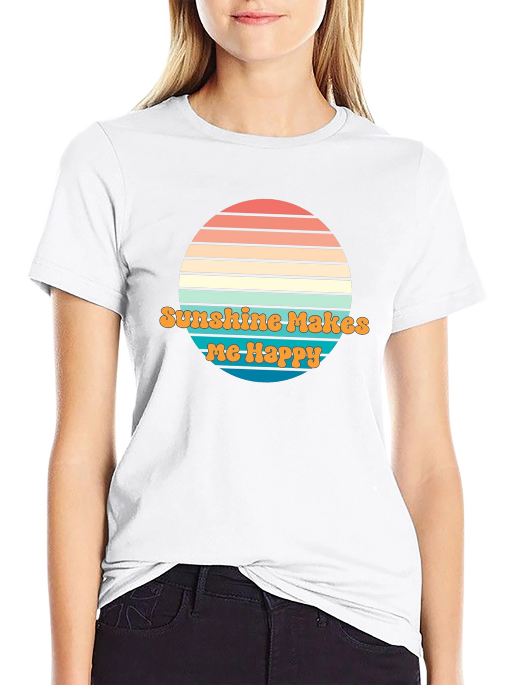 Sunshine Makes Me Happy Graphic Tee - Retro Design