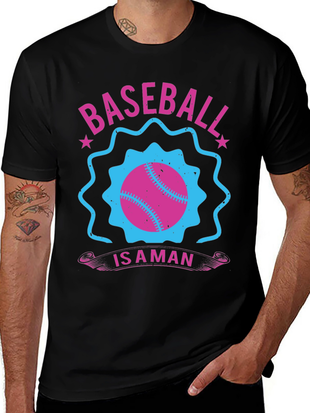 Baseball Is A Man Black T-Shirt