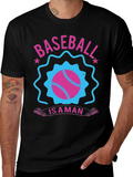 Baseball Is A Man Black T-Shirt