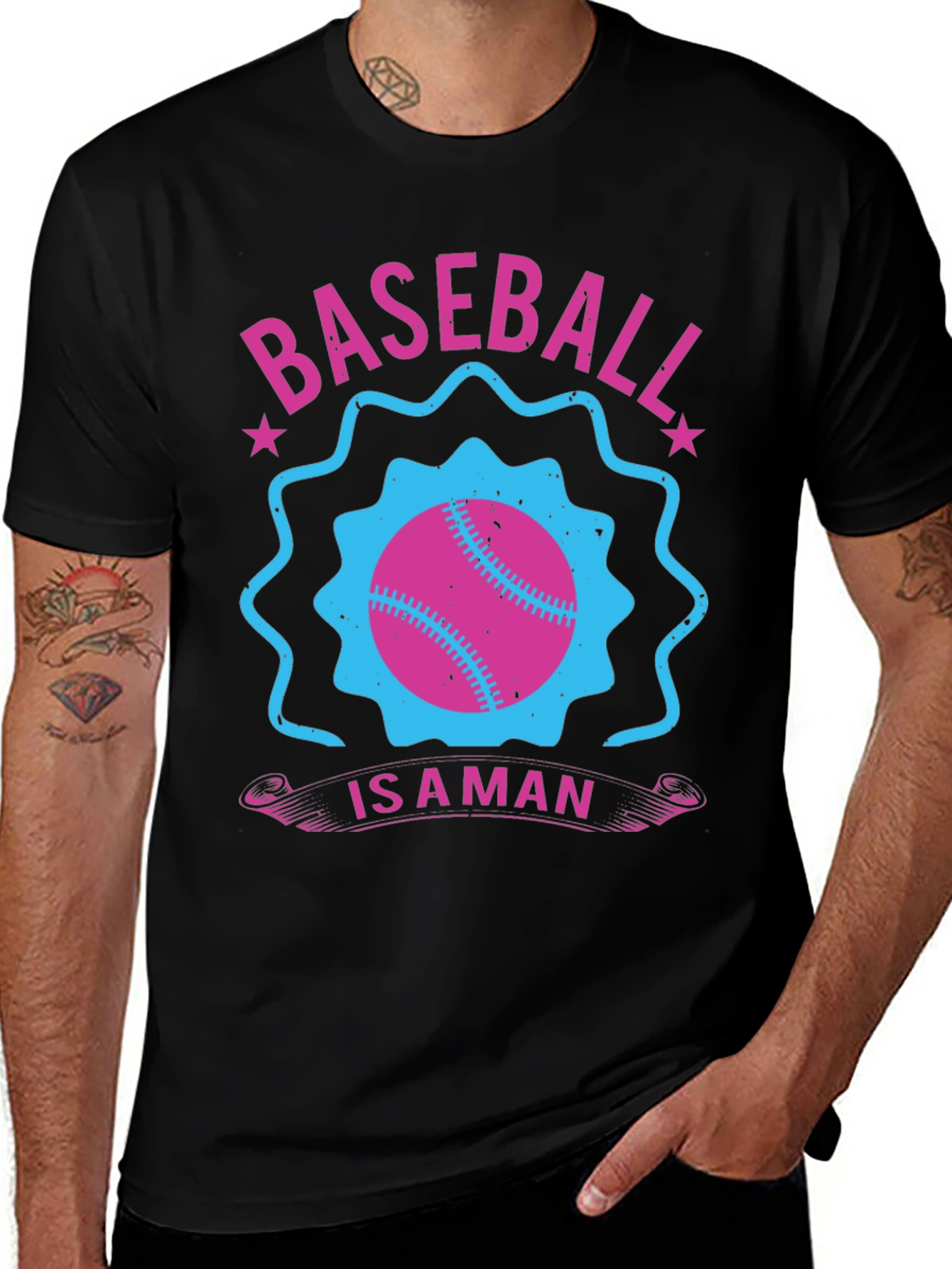 Baseball Is A Man Black T-Shirt