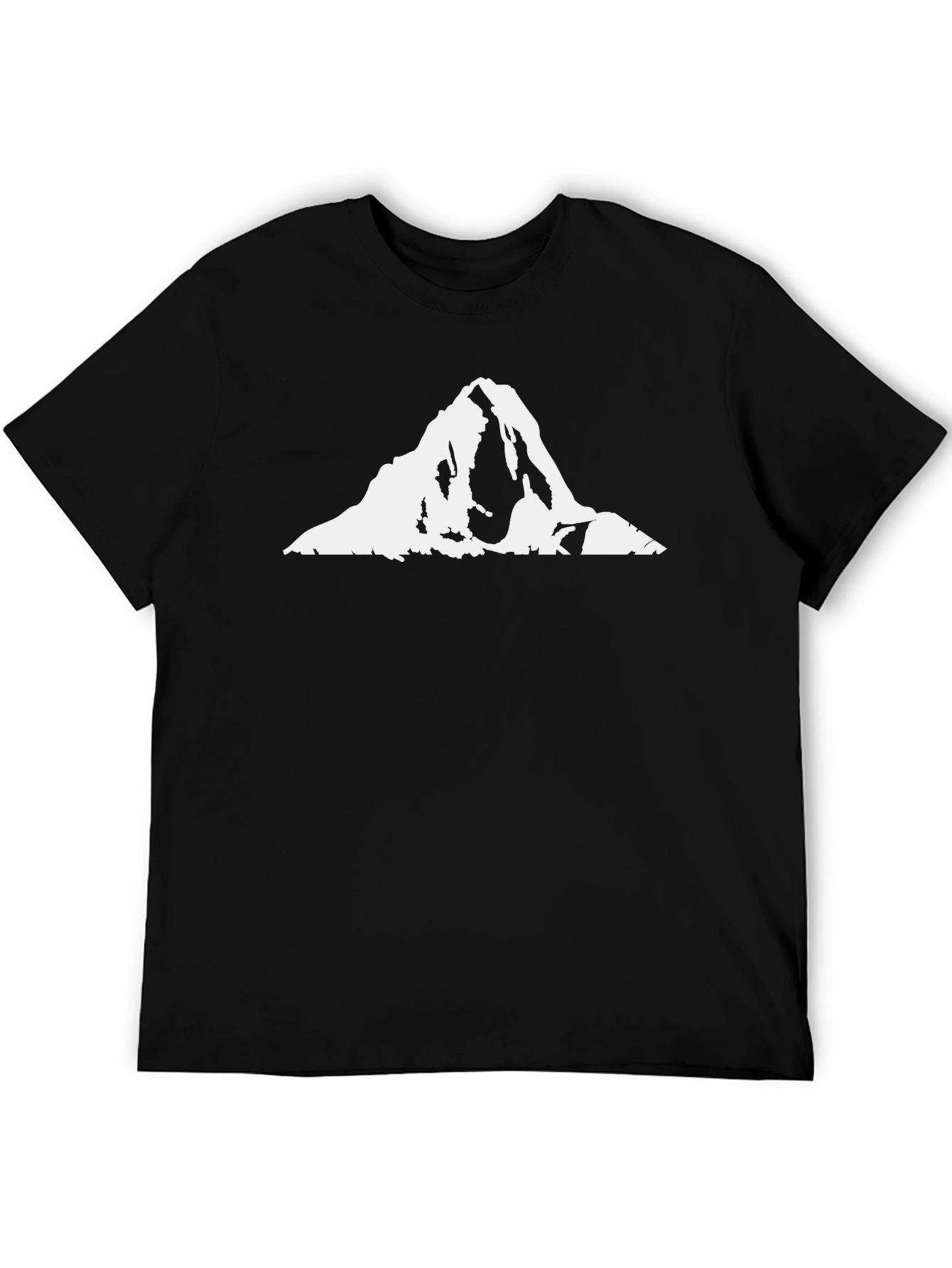 Mountain Peak Graphic Tee - Black Cotton T-Shirt