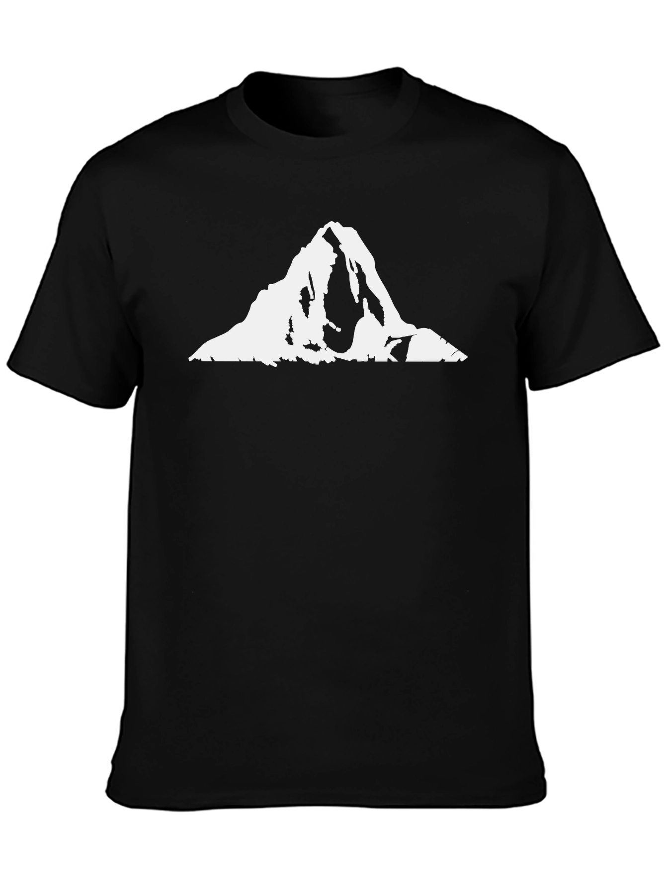 Mountain Peak Graphic Tee - Black Cotton T-Shirt