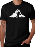 Mountain Peak Graphic Tee - Black Cotton T-Shirt